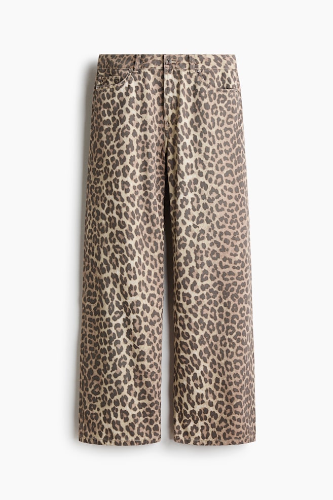 Pantalón baggy en sarga de algodón - Beige claro/Diseño de leopardo/Negro/Verde caqui - 1