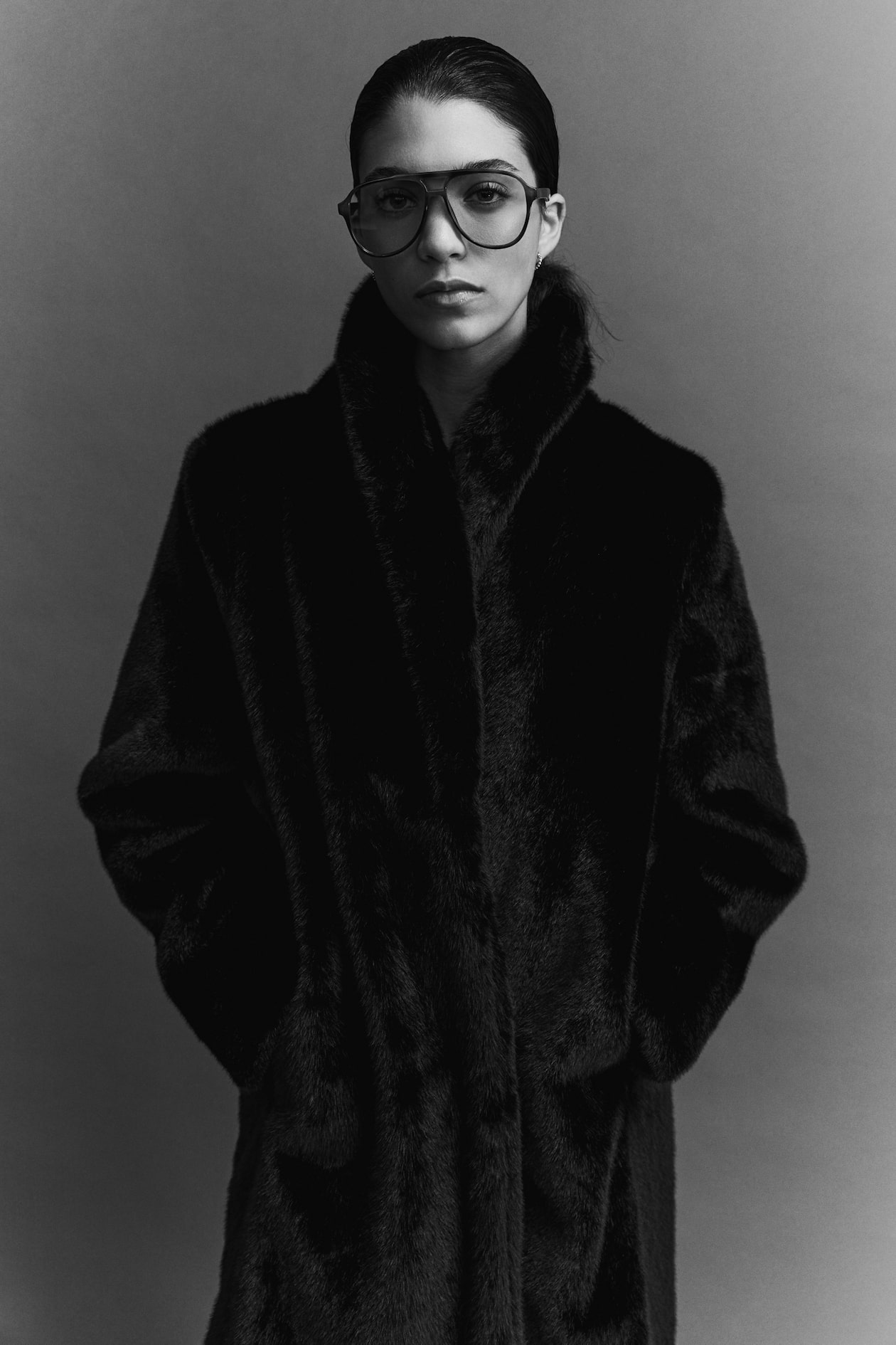 Fluffy Coat with Shawl Collar
