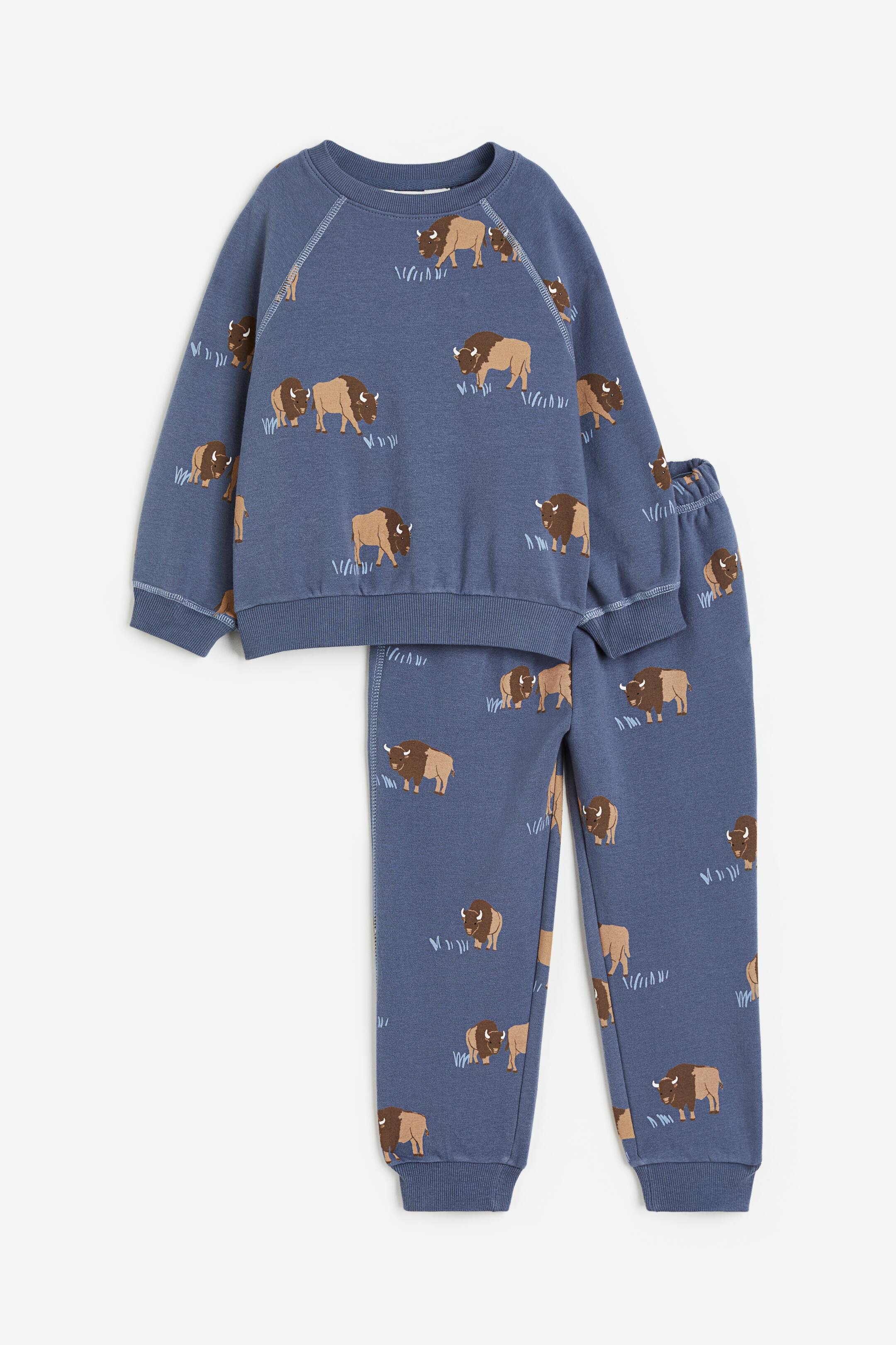 Größeres Bild anzeigen: 2-teiliges Sweatshirt-Set - Blau/Gemustert - Kids | H&M AT 1