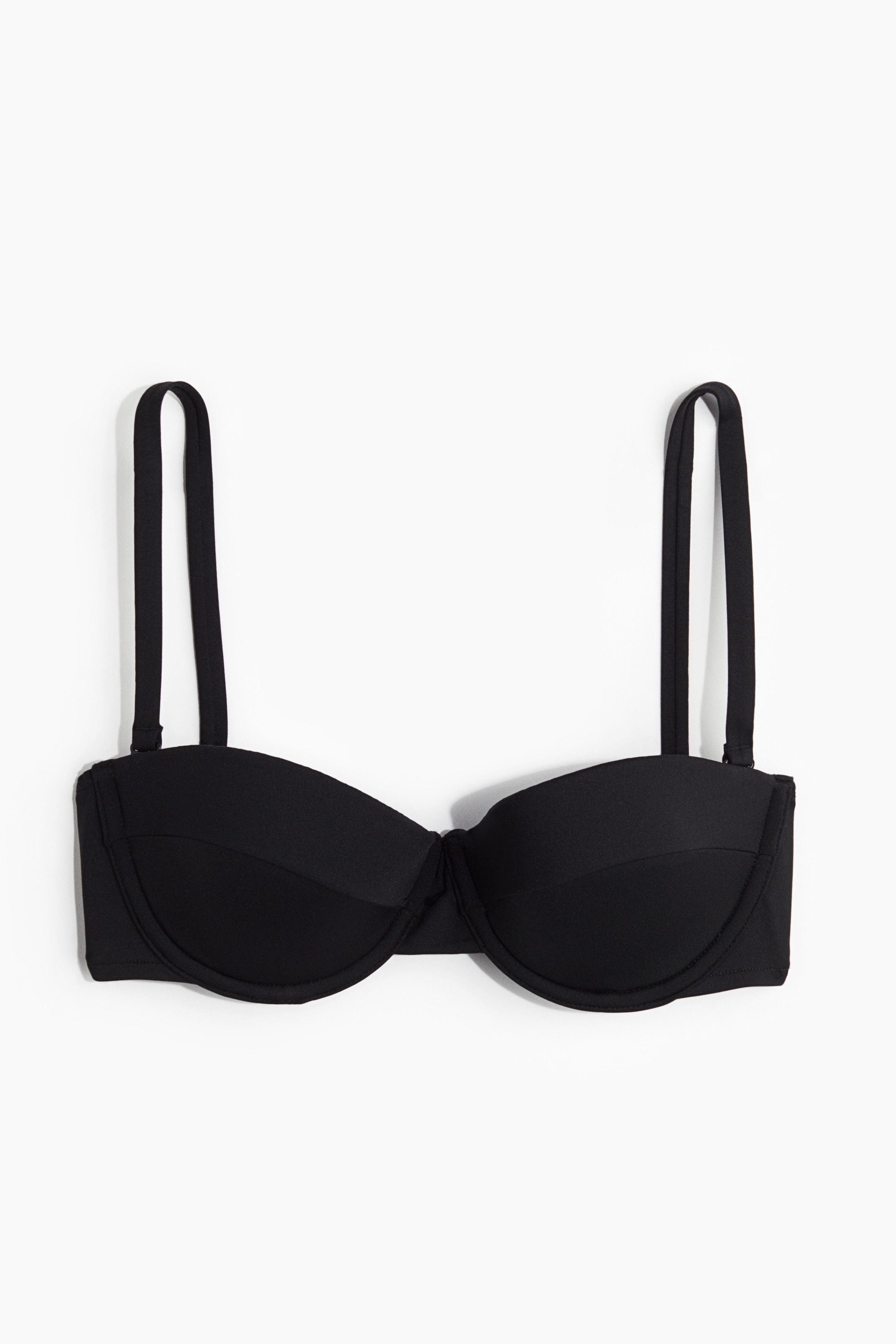 Vystužená bikinová podprsenka bardotka - Čierna