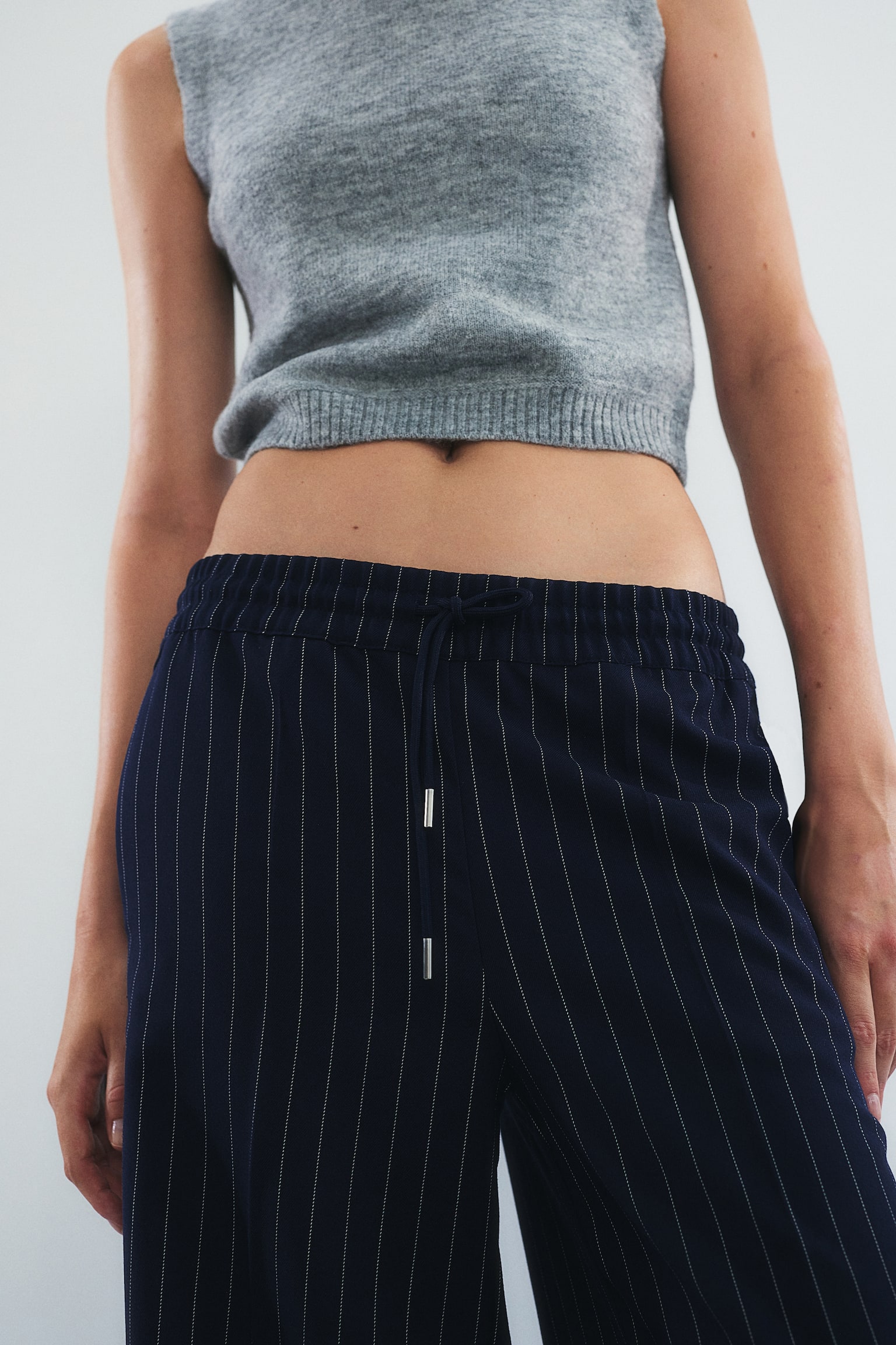 Wide pull-on trousers - Navy blue/Pinstriped/Dark grey/Pinstriped/Black/Beige/Grey marl/Black/Pinstriped/Grey marl/Black/White/Black - 5