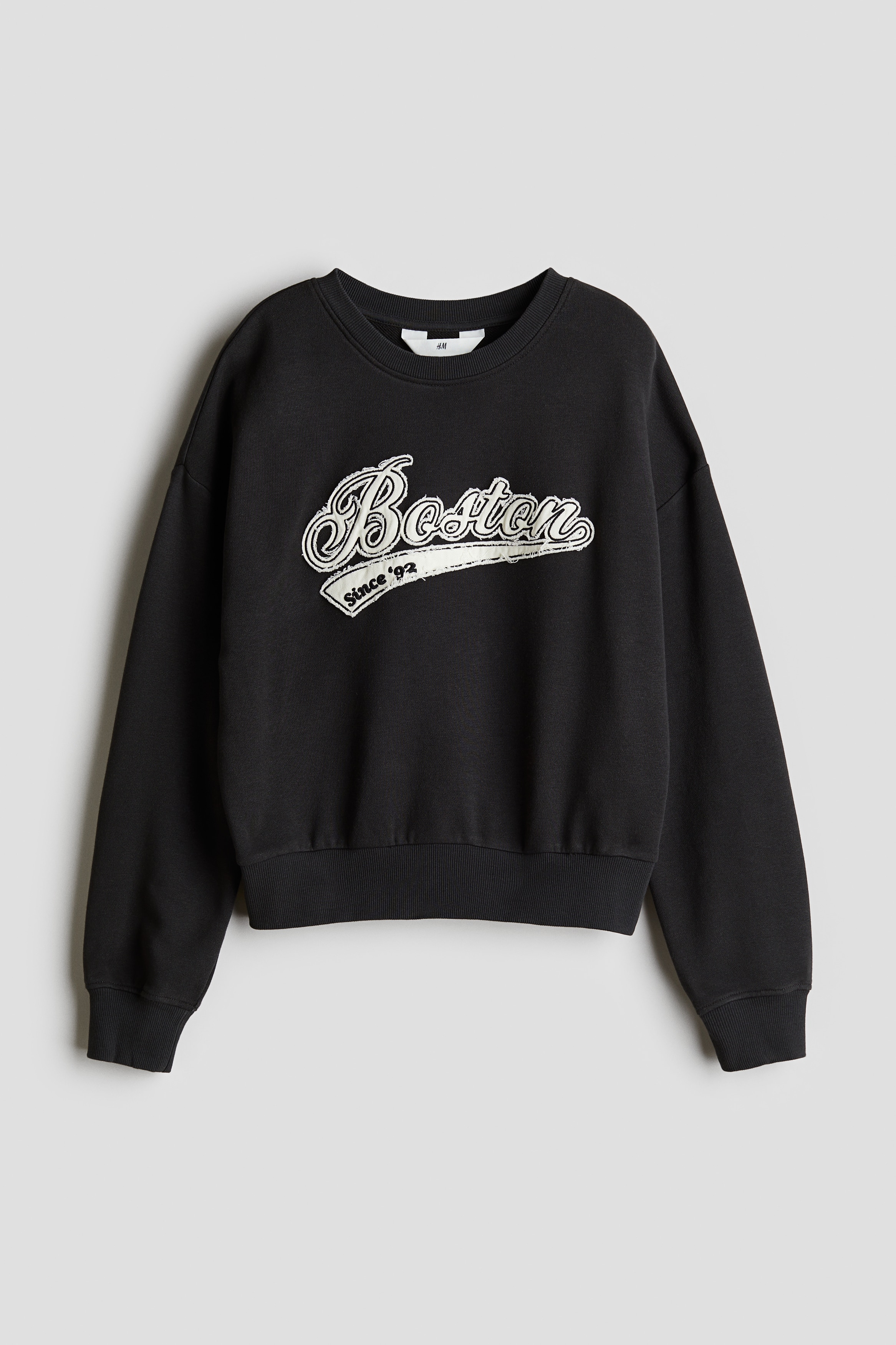 Motif-detail sweatshirt - Crew-neck - Long sleeve - Dark grey 