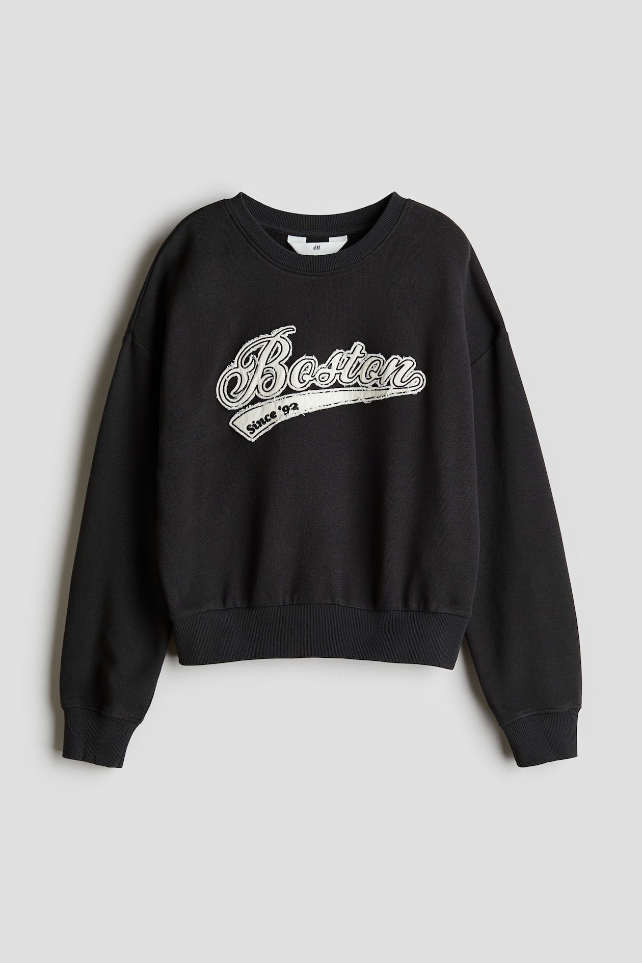 Motif-detail sweatshirt - Crew-neck - Long sleeve - Dark grey 