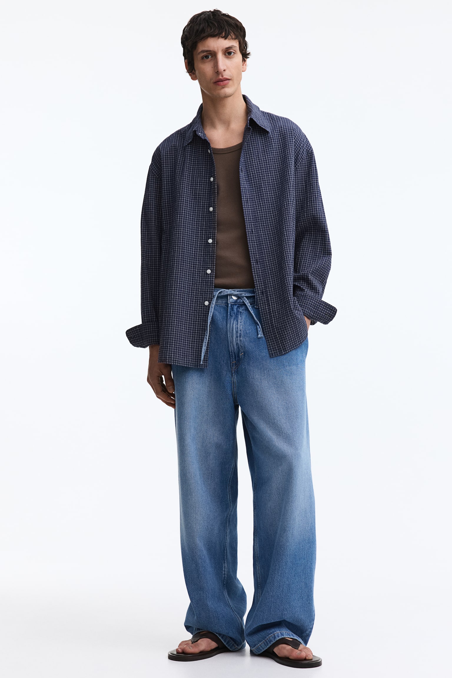 חולצת כותנה Relaxed Fit - כחול כהה/משבצות - 5