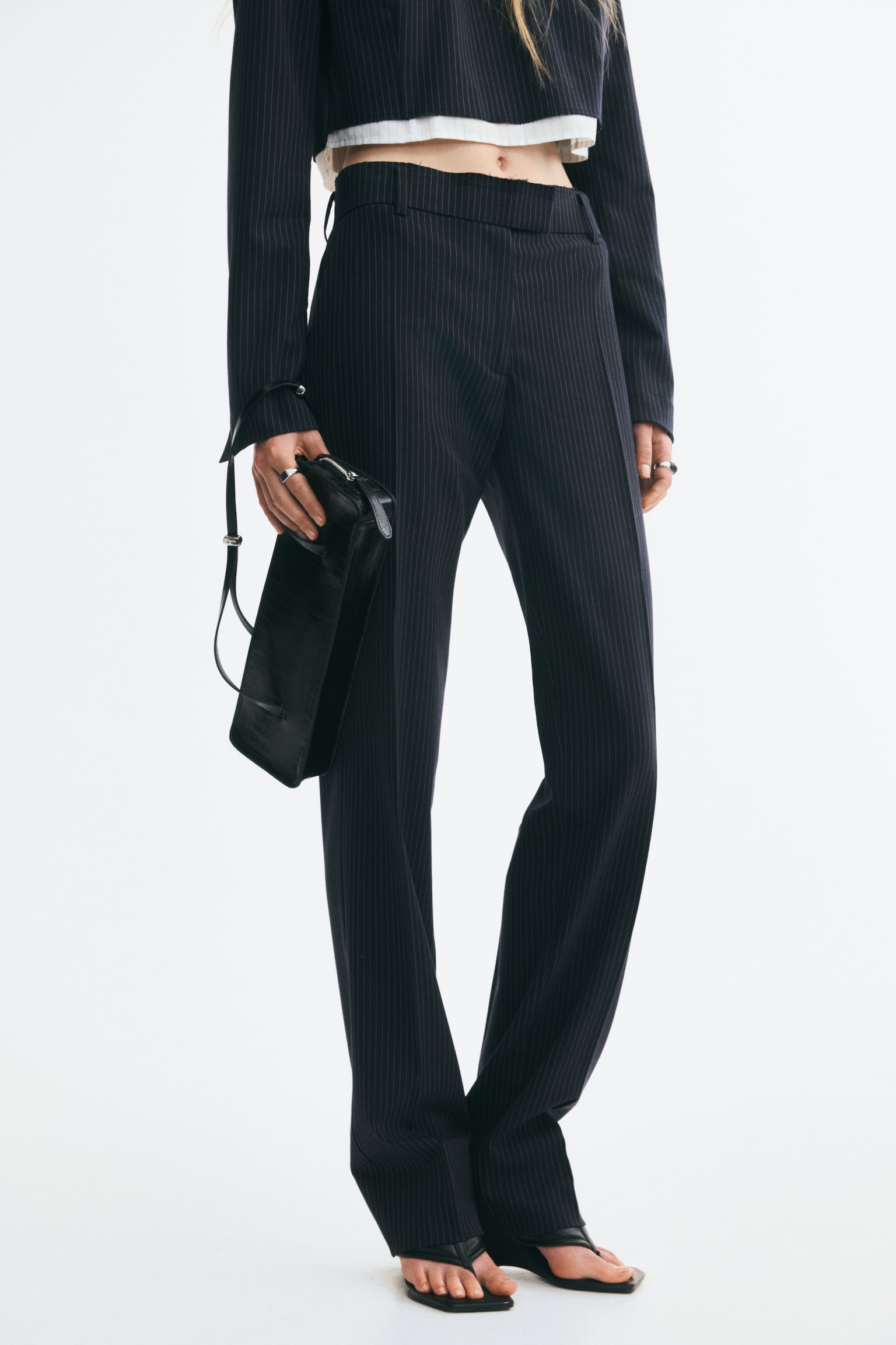 Женские брюки H&M Dress Pants, цвет: Тёмно-синий — фото 3