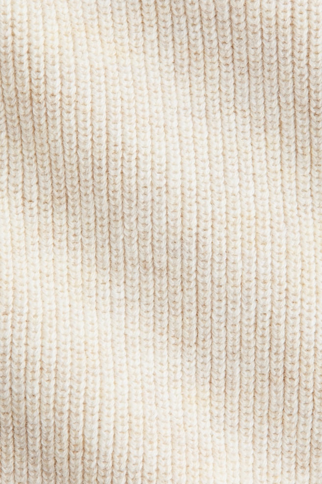 Waffle-knit Henley Sweater - Light beige melange/Green/Cream/black striped - 2