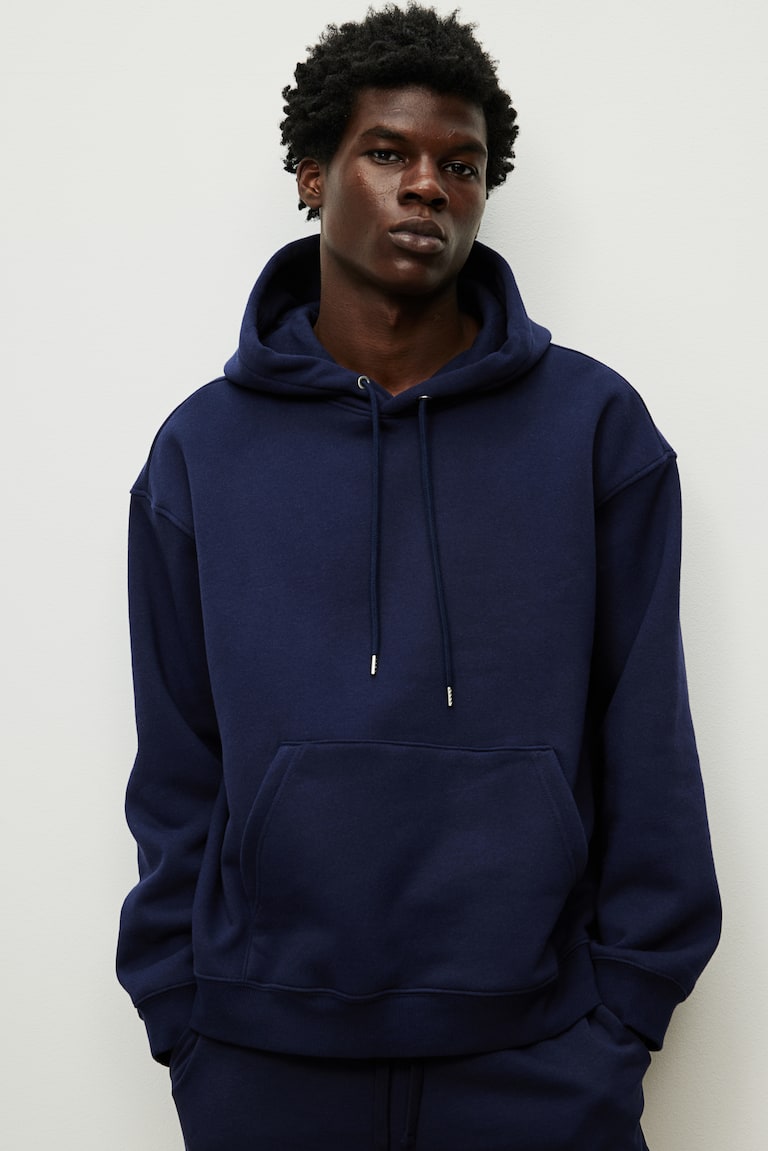 H&m Navy Blue Oversized Zip Up Hoodie Women's Hoodies