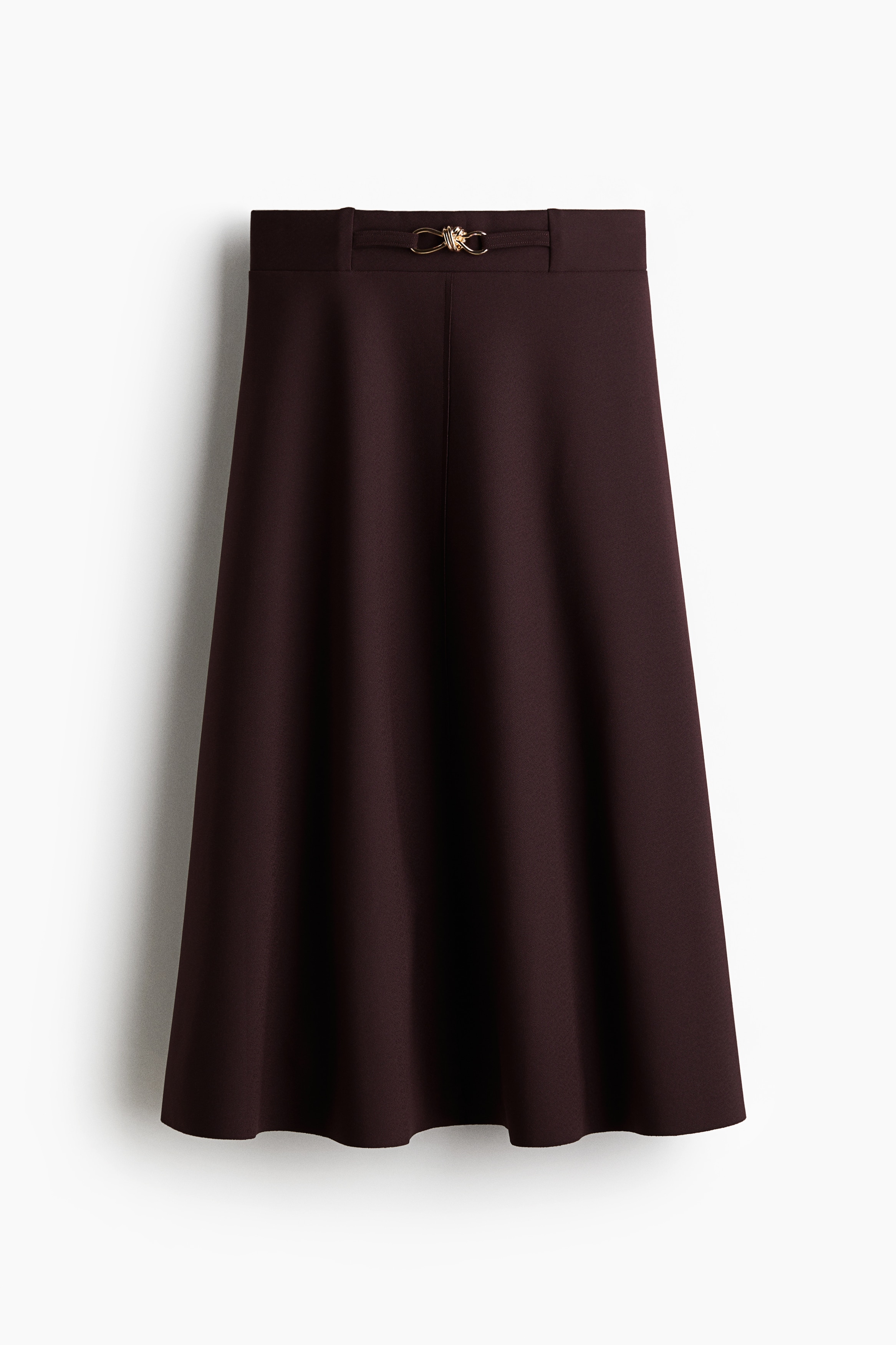 Belt-Detail Midi Skirt - Burgundy