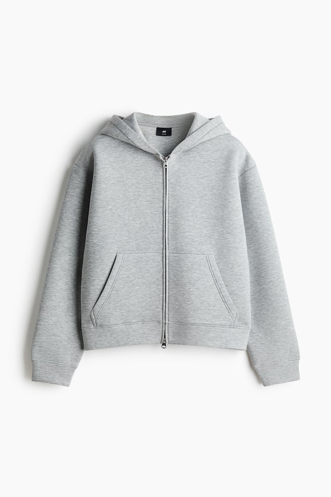 Scuba-Hoodiejacke mit Zipper in Loose Fit - Graumeliert/Schwarz/Graumeliert/Schwarz/Dunkelblau/Dunkles Blaugrün/Cremefarben/Weinrot/Cremefarben/Dunkellila - 1