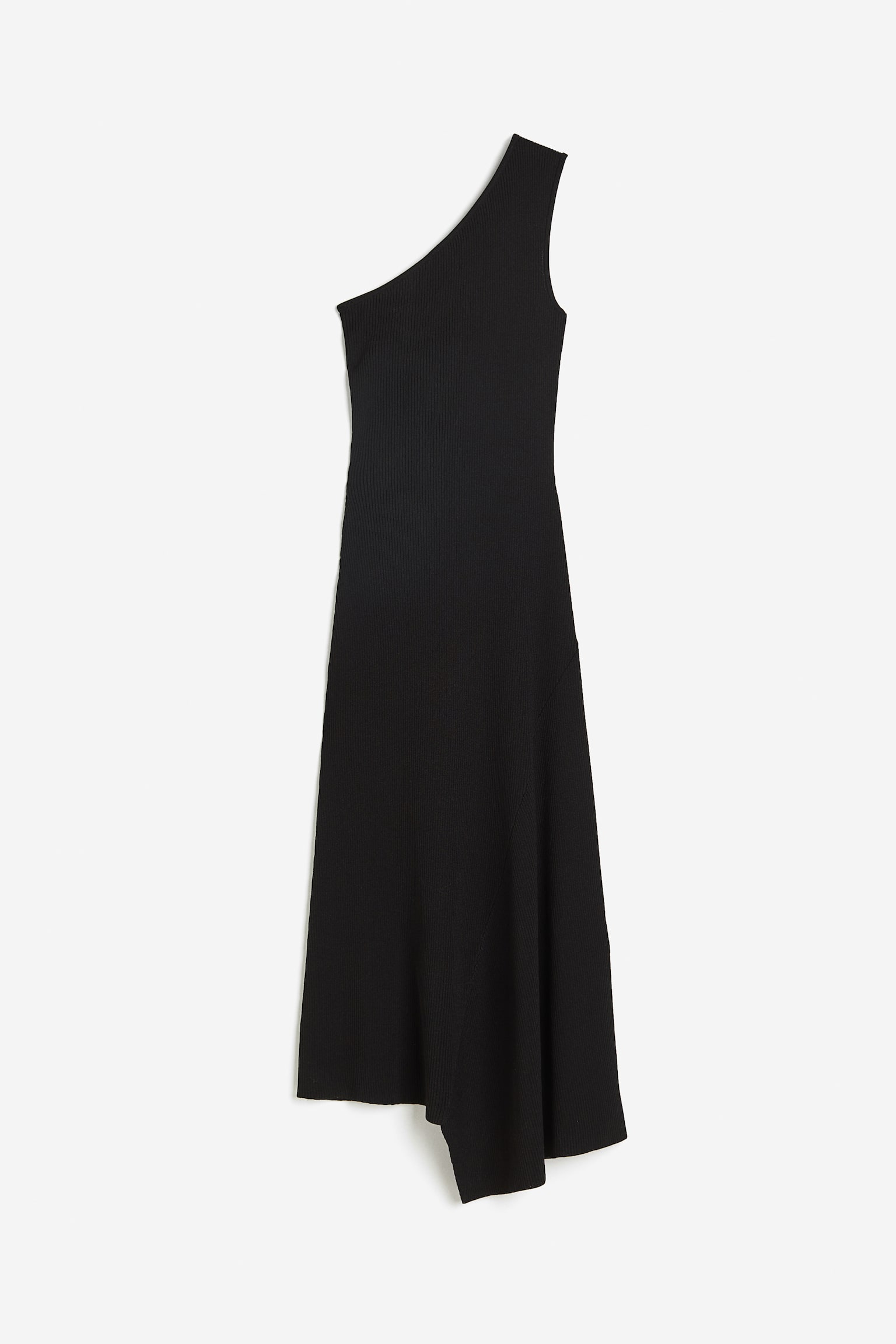 Rib-knit one-shoulder dress - Black - 1