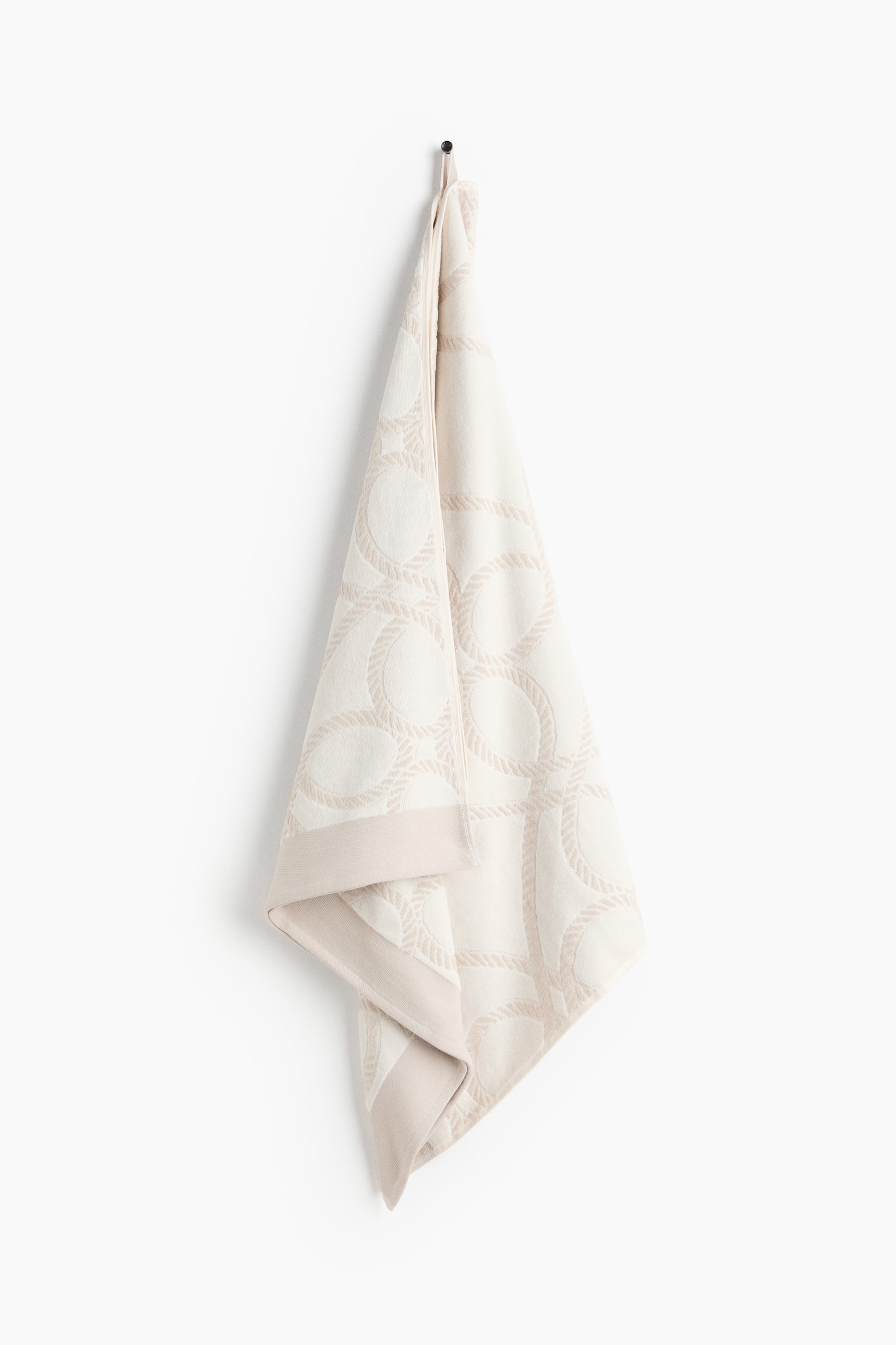 Jacquard-weave beach towel - Beige/Patterned