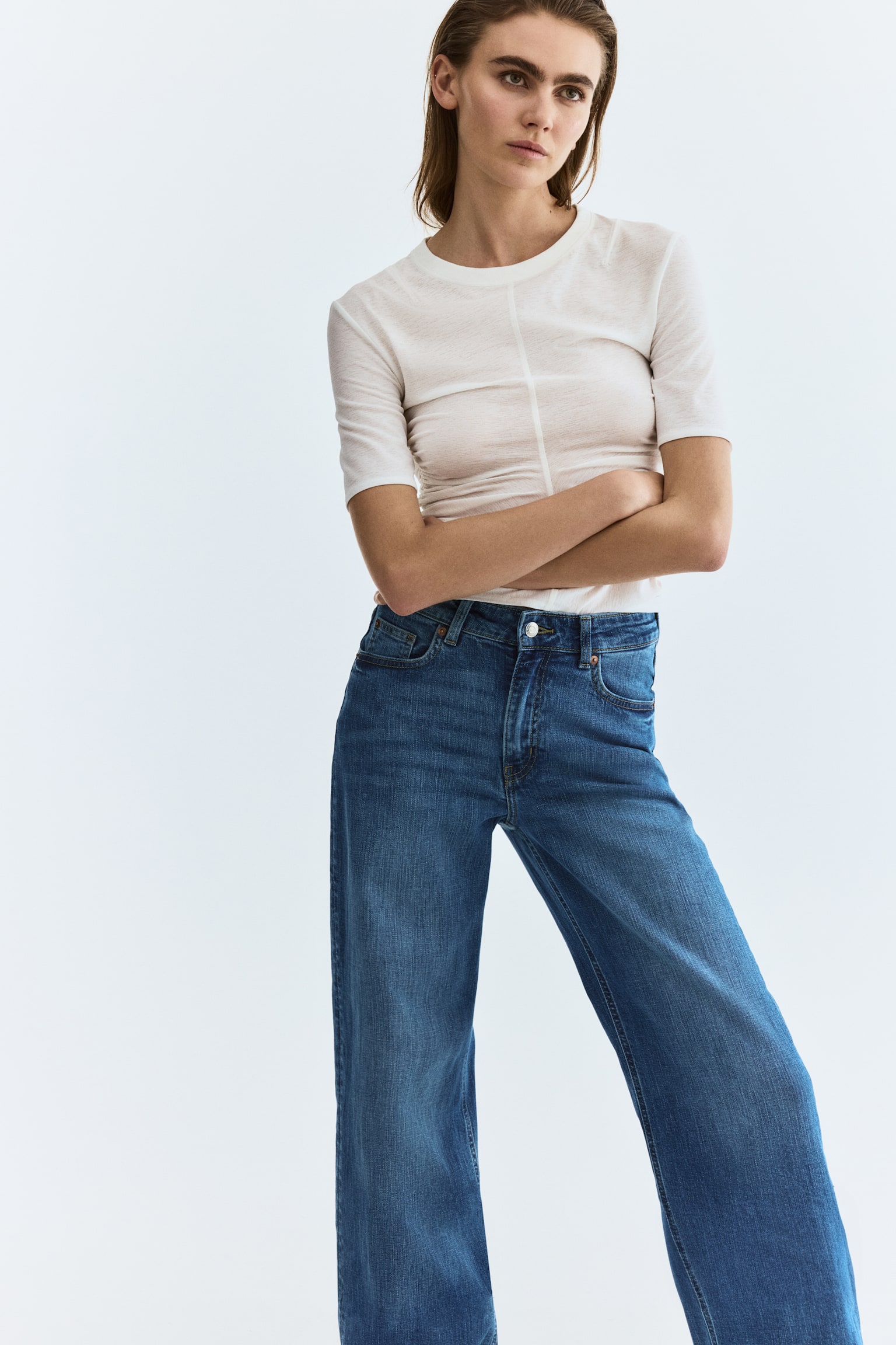 Wide High Jeans - Blu denim lavato/Marrone scuro/Grigio denim scuro/Blu denim navy/Blu denim scuro/Blu denim/Bianco/Blu denim chiaro/Blu denim navy/Blu denim chiaro/Blu denim/Blu denim/Blu denim chiaro/Blu denim scuro/Blu denim - 8