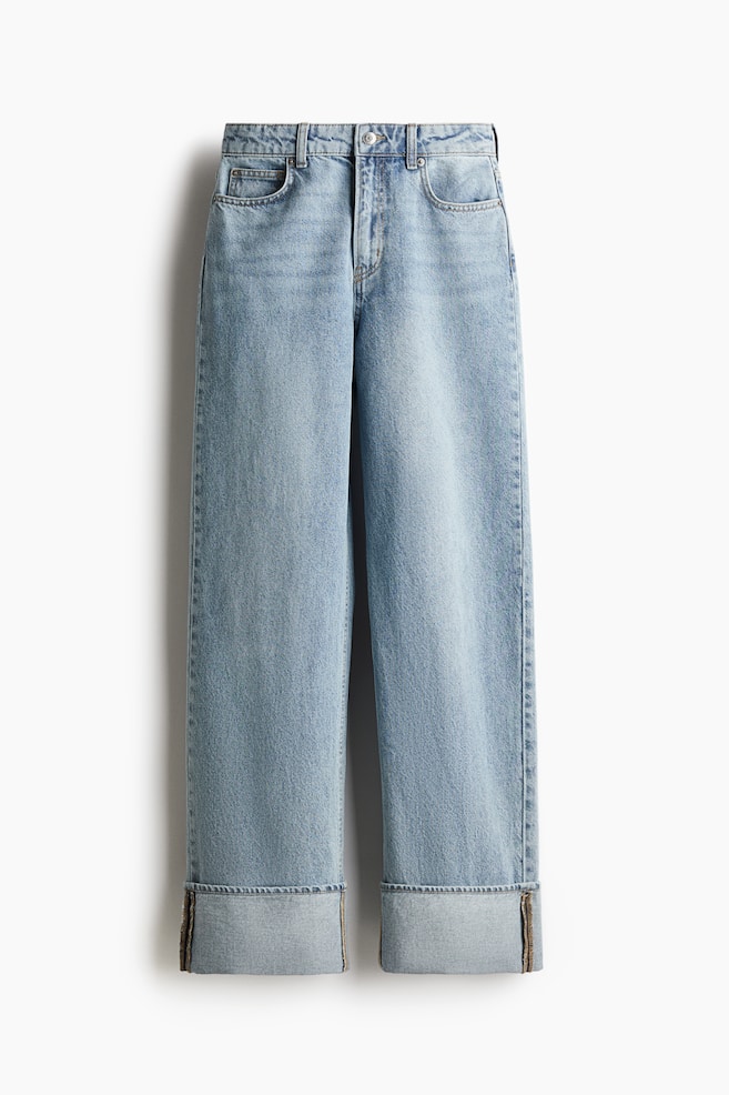 Straight-Cut Foldover-Cuff Jeans - Light denim blue - 1