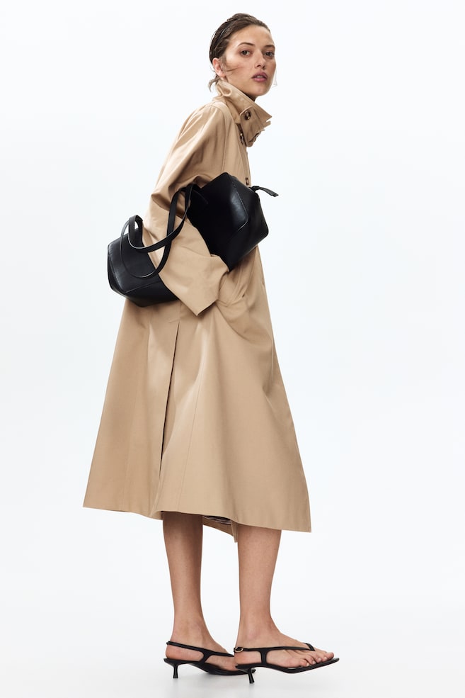 Funnel-collar trench coat - Beige - 2