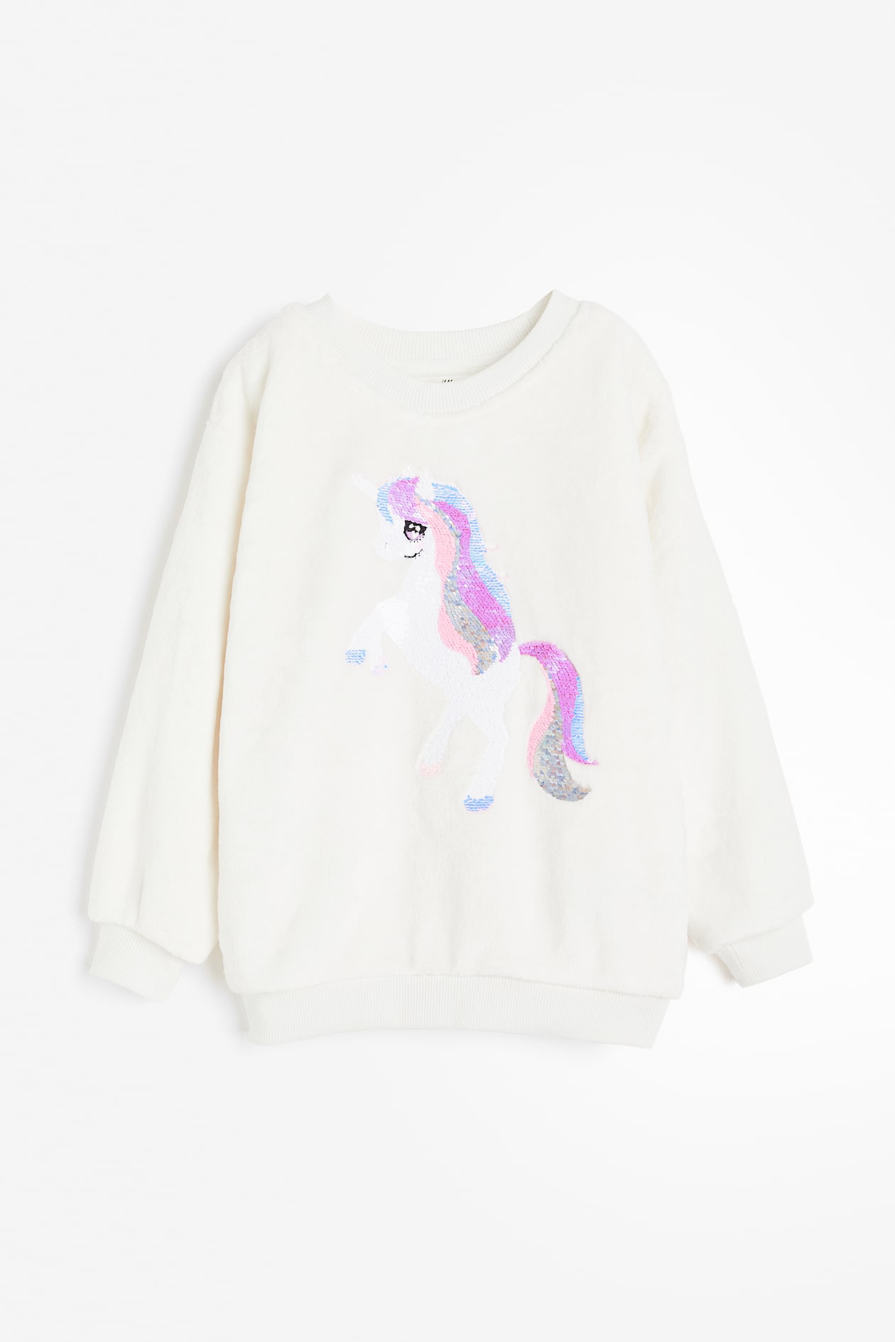 Reversible sequin-motif sweatshirt White/unicorn Kids H&M PH