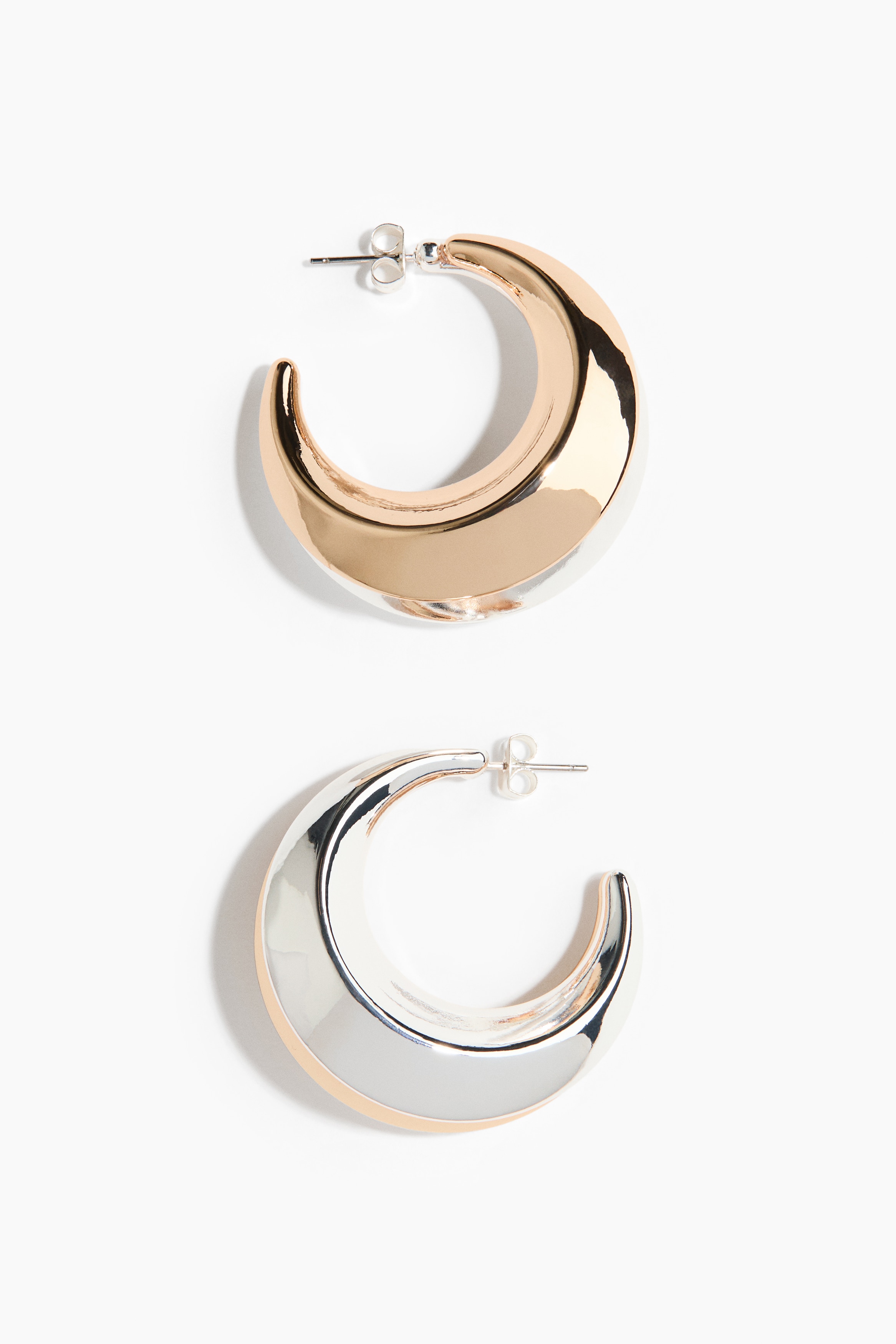 Two-tone hoop earrings - Gold-coloured/Silver-coloured