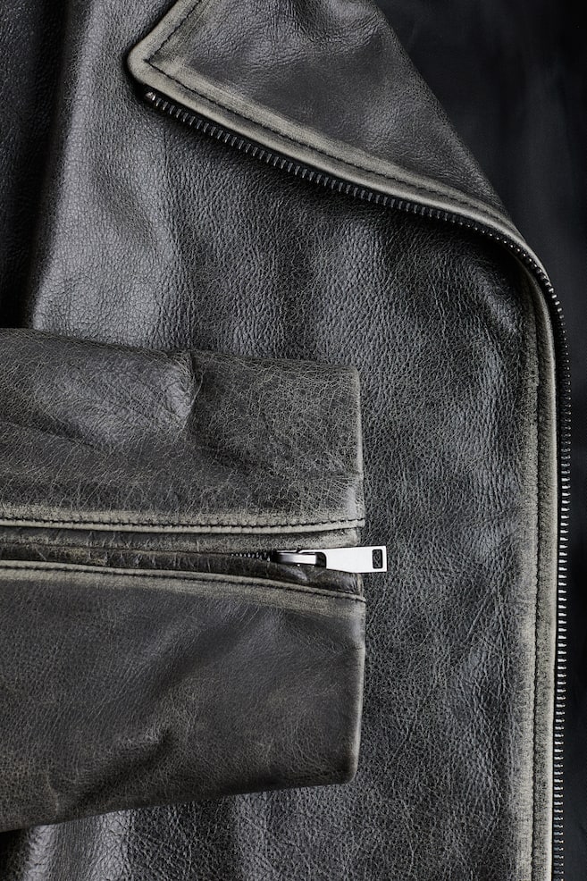 Leather biker jacket - Black/Worn out - 3