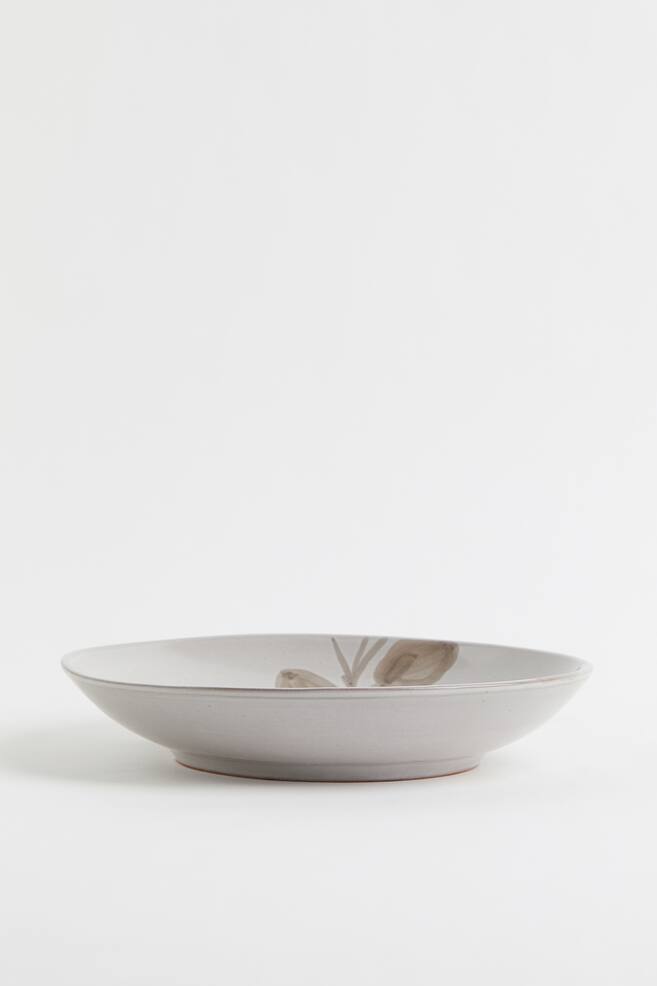 Terracotta serving bowl - Light grey/Leaves - 3
