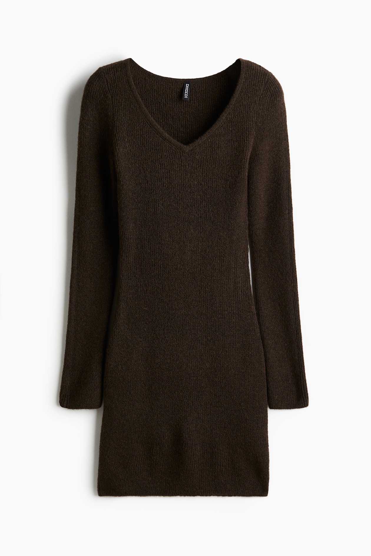 h&m brown knit dress Women's Dark brown melange Knit Mini Dress