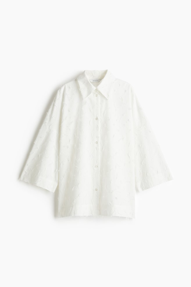 Oversized fringed shirt - White - 1