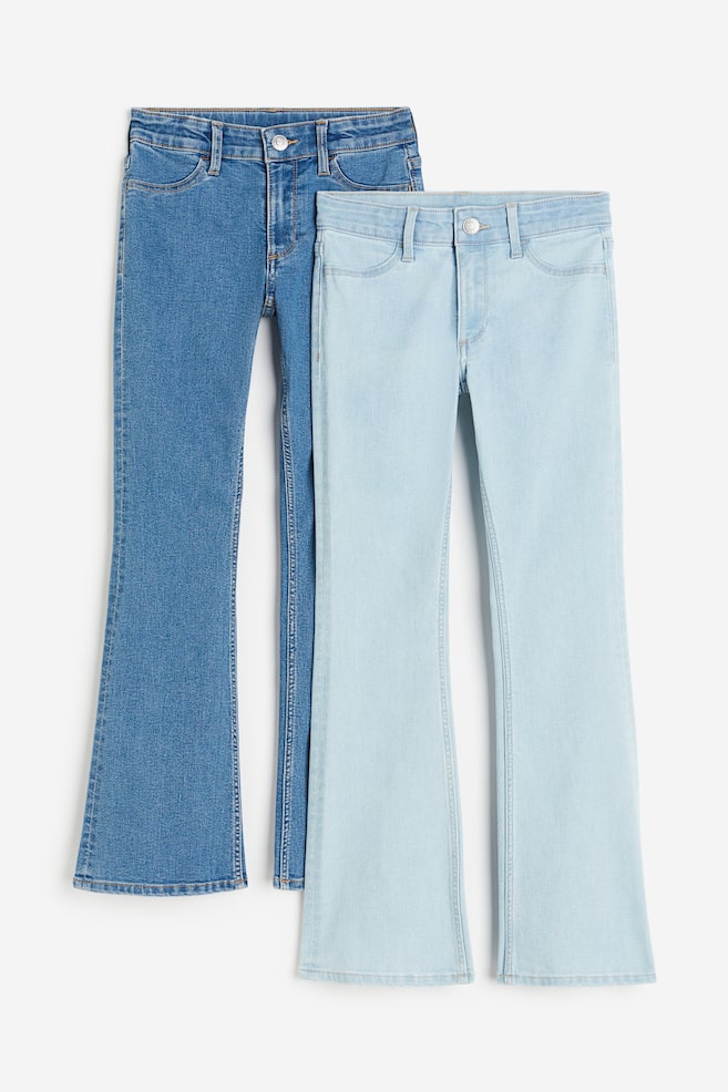 2-pak Flared Leg Low Jeans - Denimblå/Lys denimblå/Sort/Sart denimblå - 1