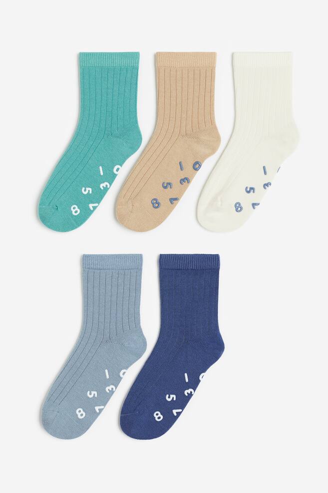 5-pack anti-slip socks - Dark blue/Dusty blue - 1
