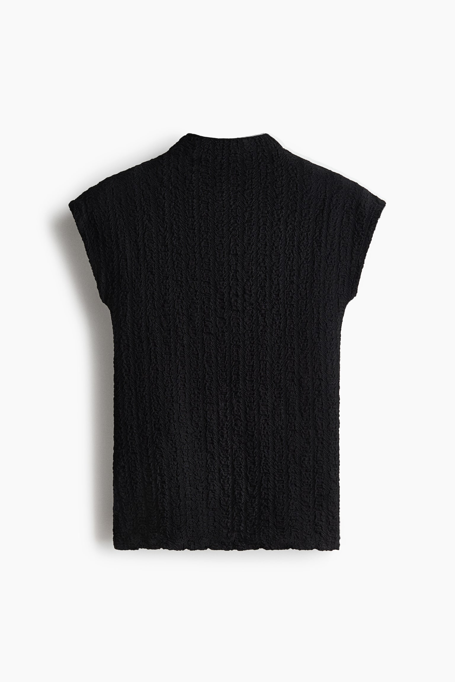 Textured jersey top - Black - 1