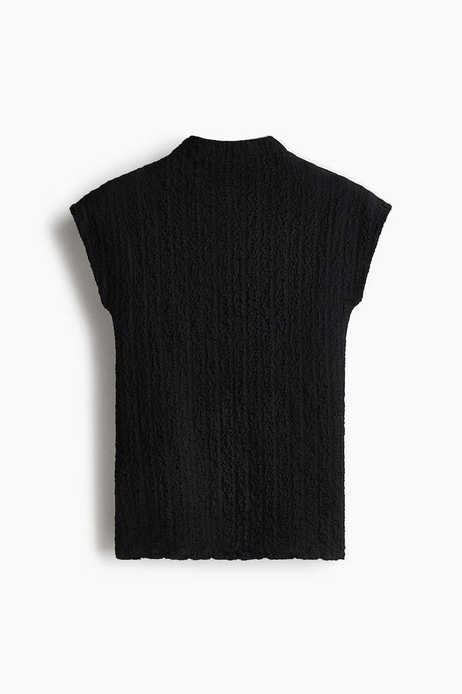 Textured jersey top - Black - 1
