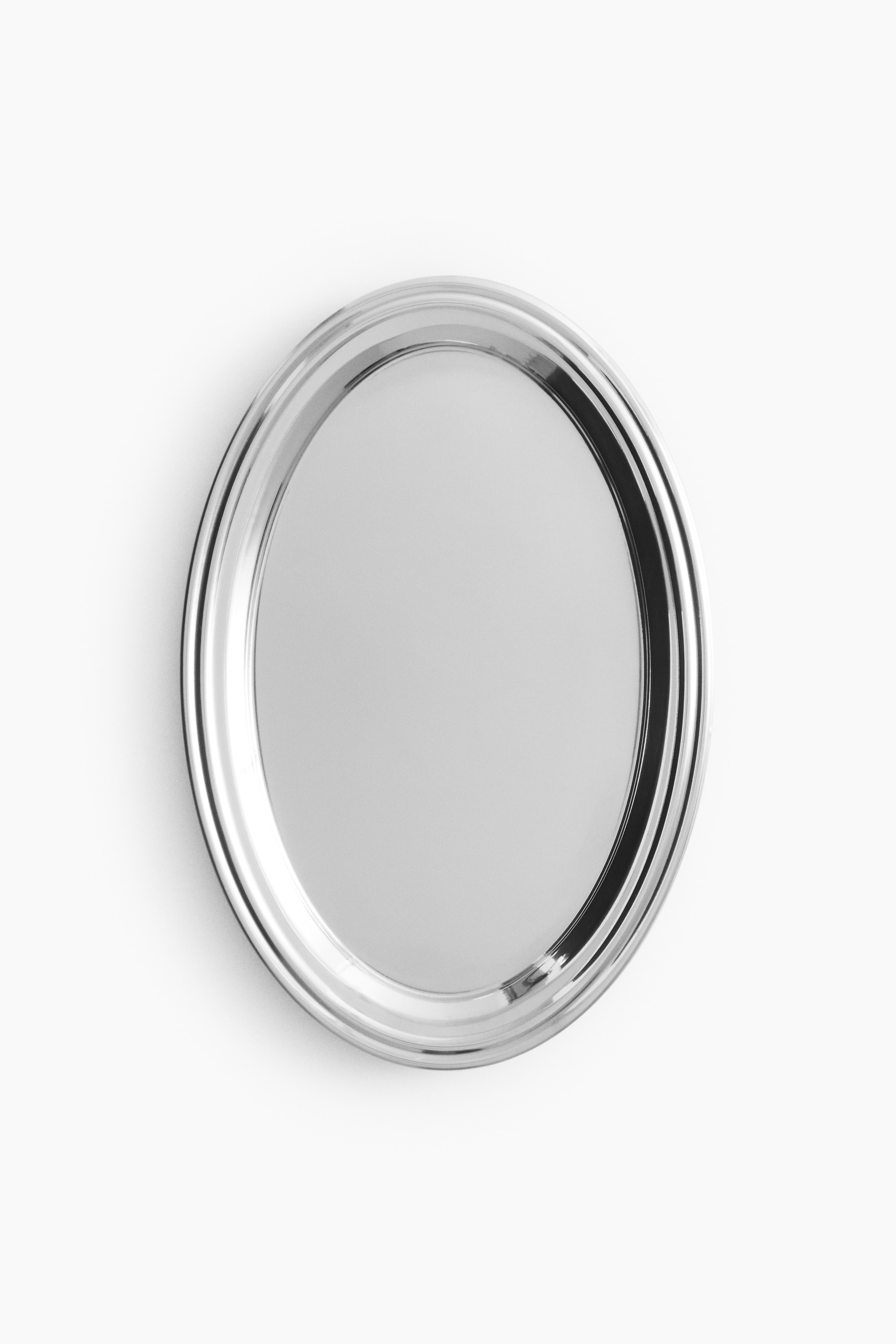 Oval stainless steel tray - Silver-coloured