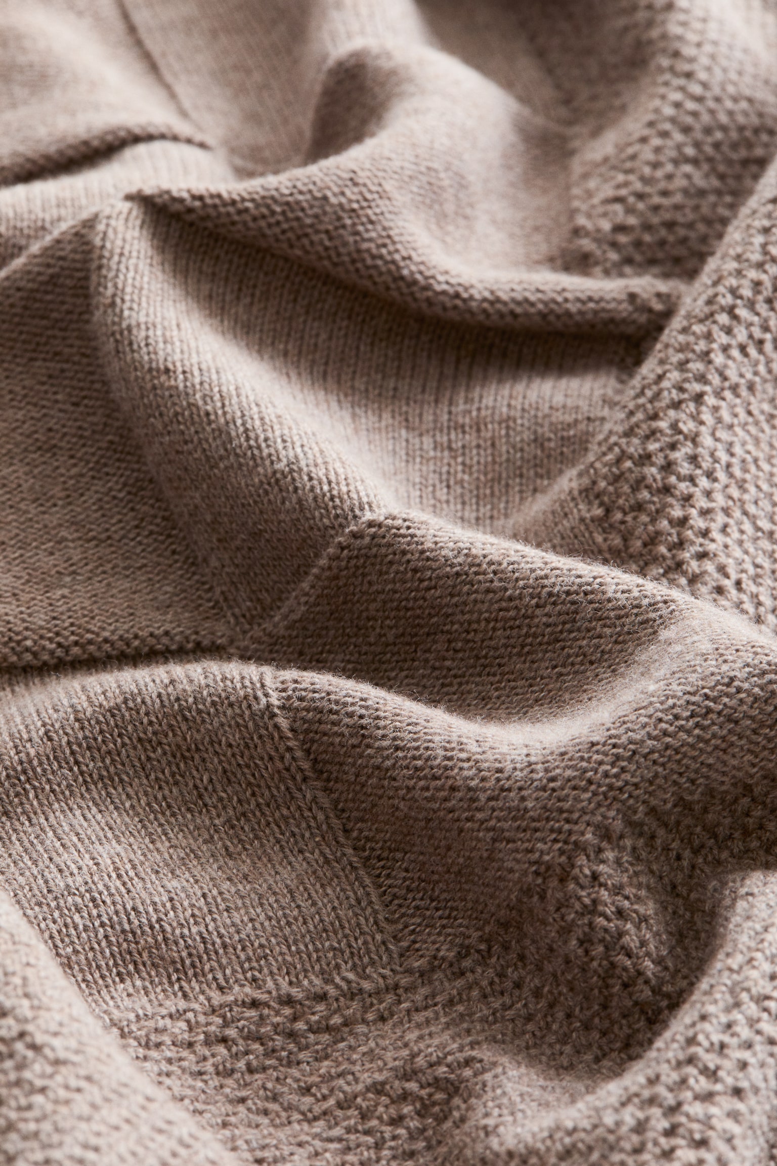 Knitted cotton blanket - Dark beige - 4