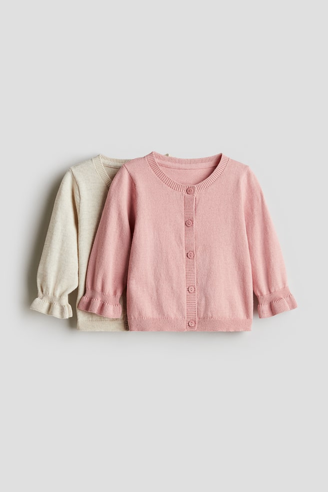2-pack Fine-Knit Cardigans - Cream/pink - 1
