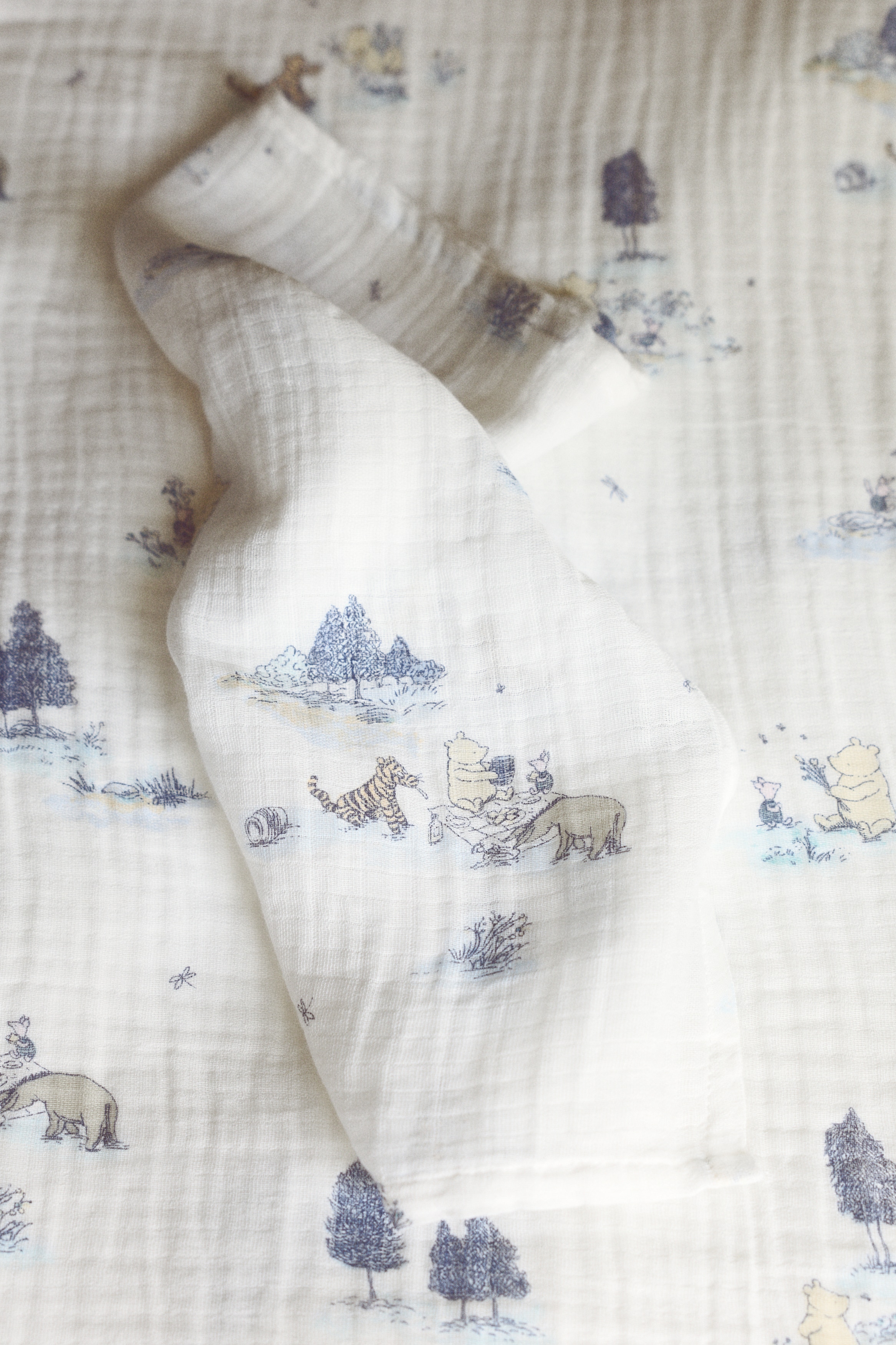 Pack de 2 muselinas de algodón con estampado - Azul claro/Winnie the Pooh/Verde claro/Winnie the Pooh