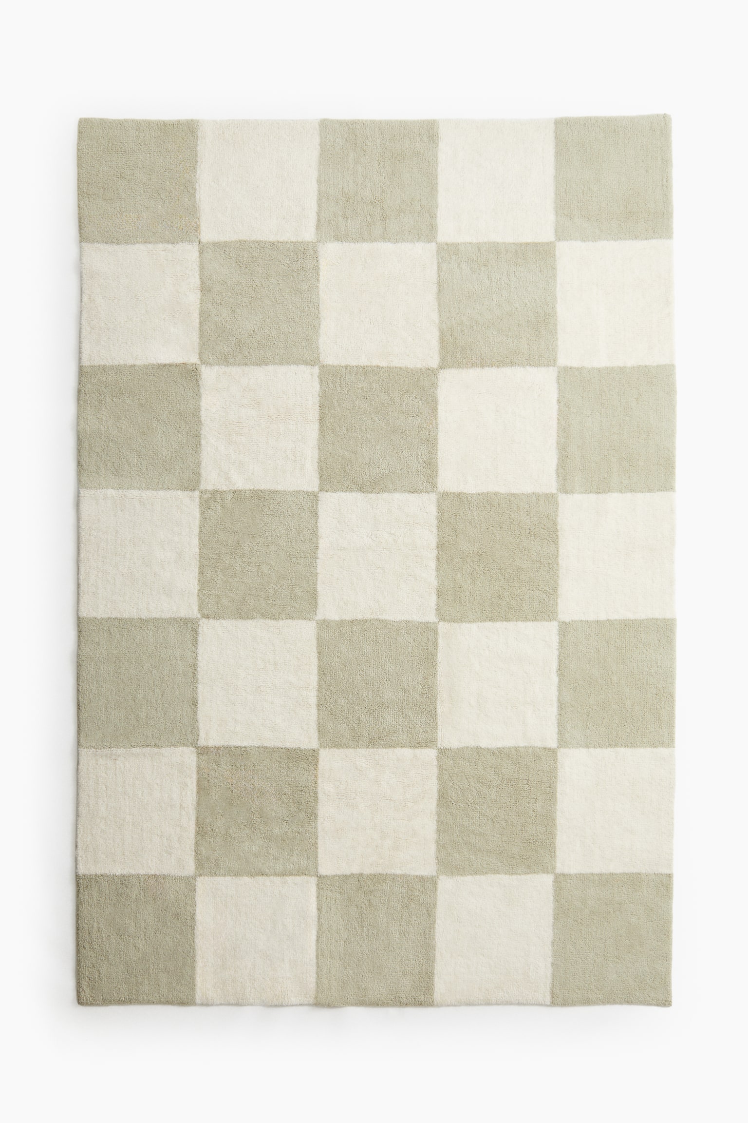 Large wool-blend rug - Light dusty green/Checked/Black/Checked/Yellow/Checked/Black/Chequered - 1