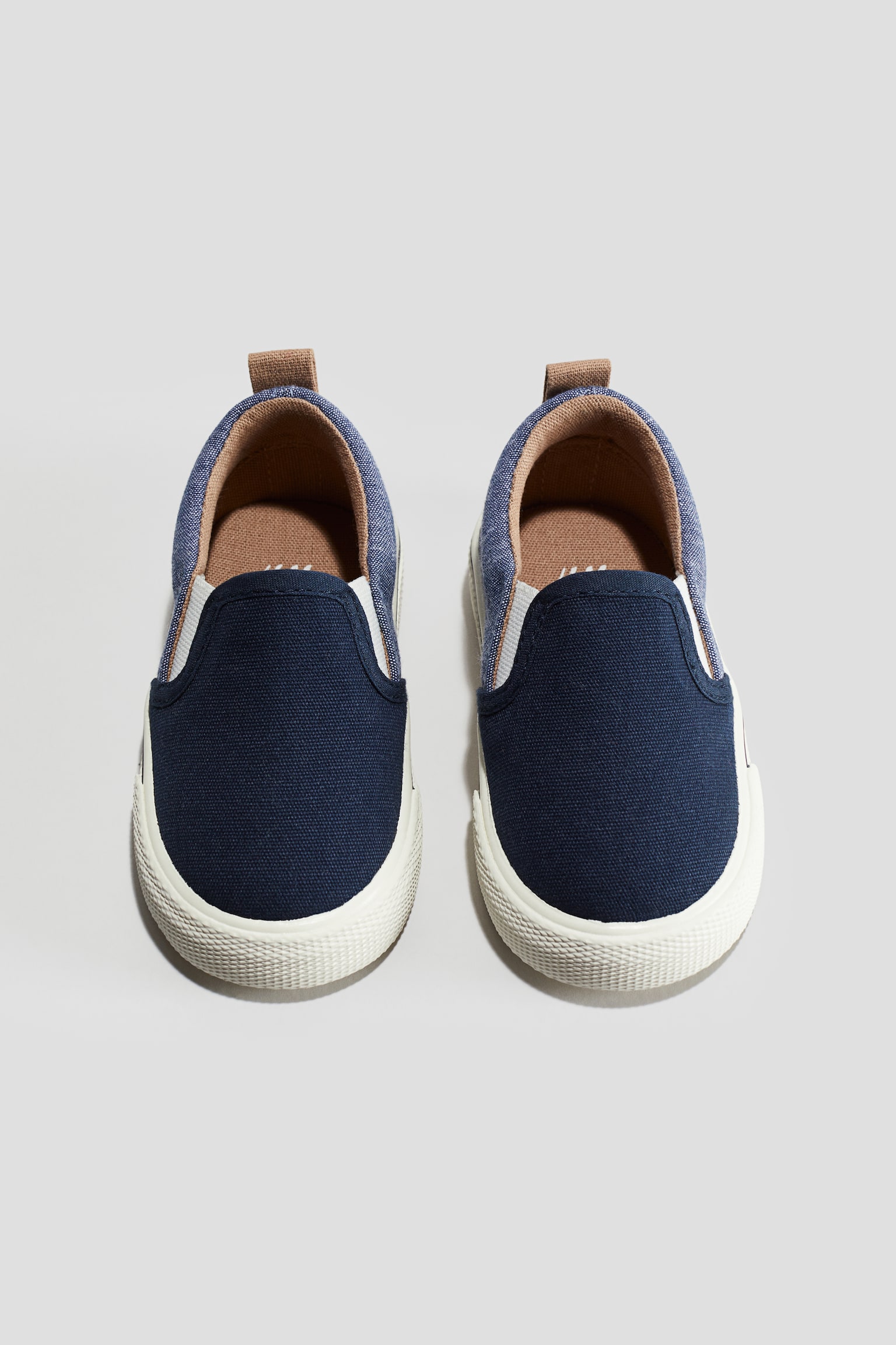 Cotton Canvas Slip On Sneakers - Navy blue/White - 3