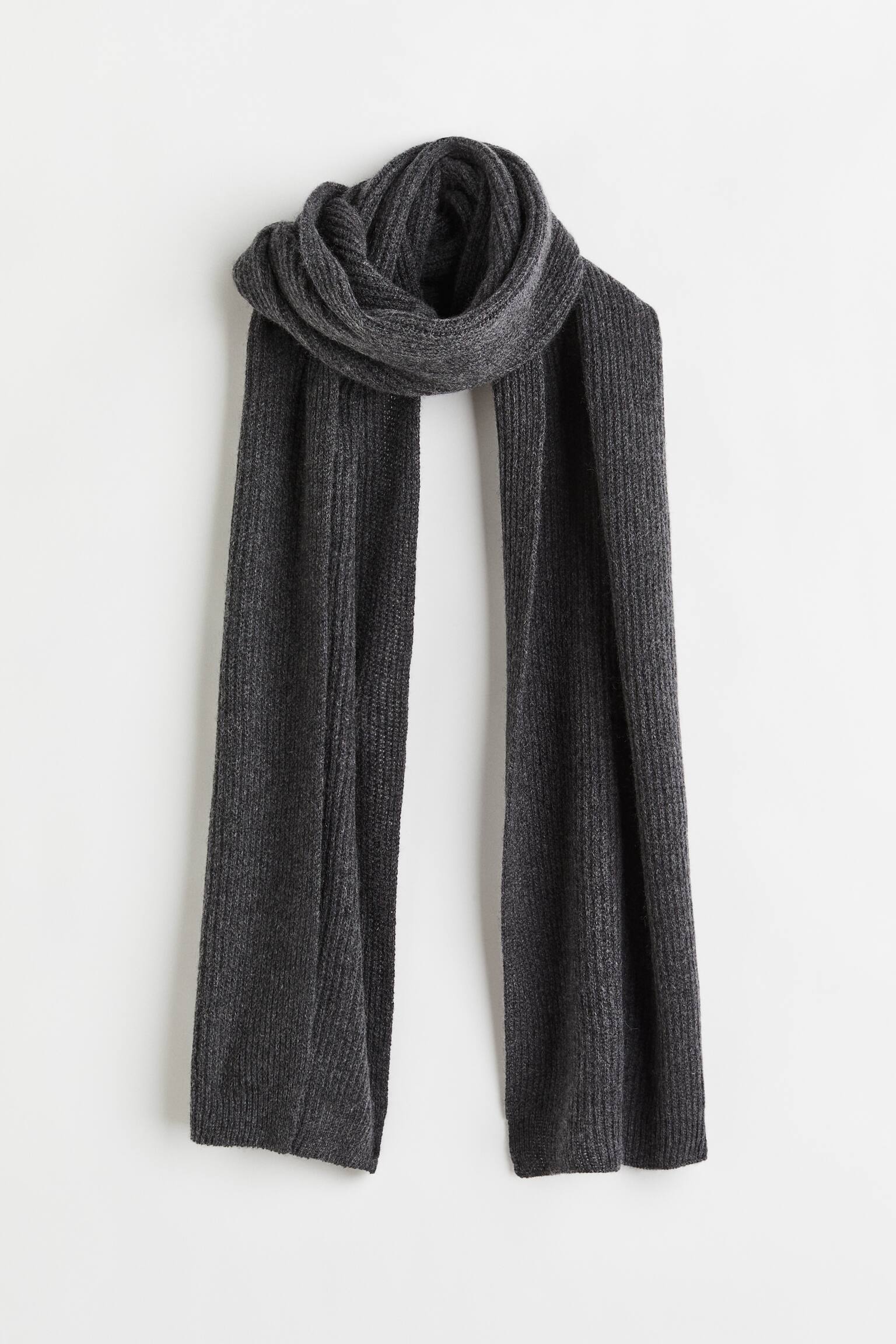 Rib Cashmere Scarf - Dark grey marle/Black/Grey marle/Beige/Dark blue - 1