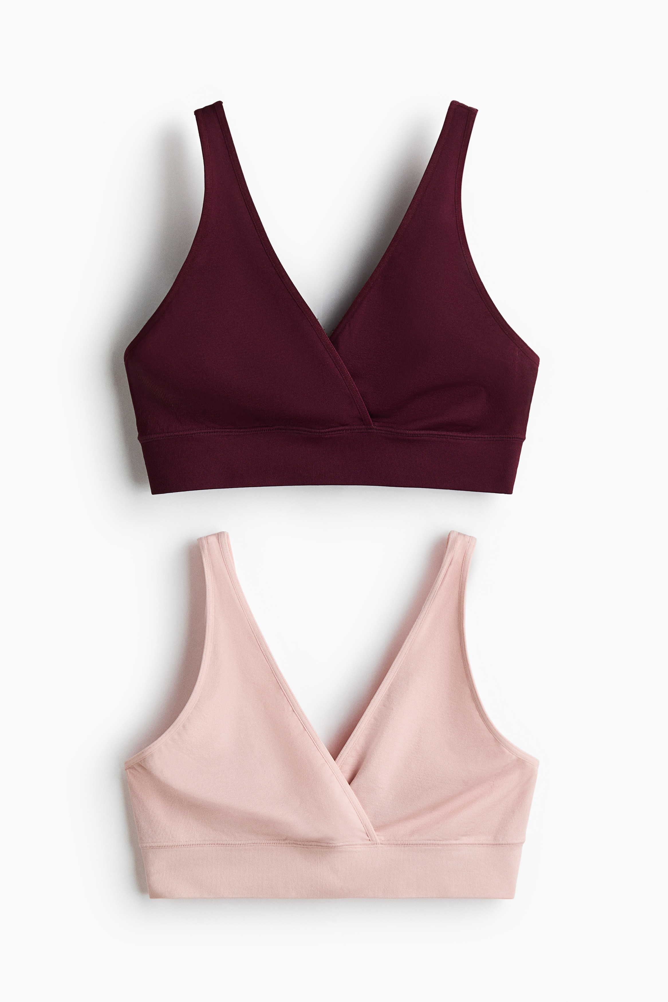 MAMA 2-pack seamless nursing bras - Burgundy/Powder pink/Light beige/Dusty pink/Light beige/Dark brown/Light pink/Black/Grey marl/Black
