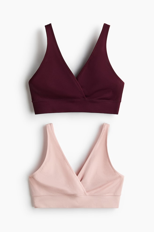 MAMA 2-pack seamless nursing bras - Burgundy/Powder pink/Light pink/Black/Light beige/Dark brown/Light beige/Dusty pink/Grey marl/Black - 1