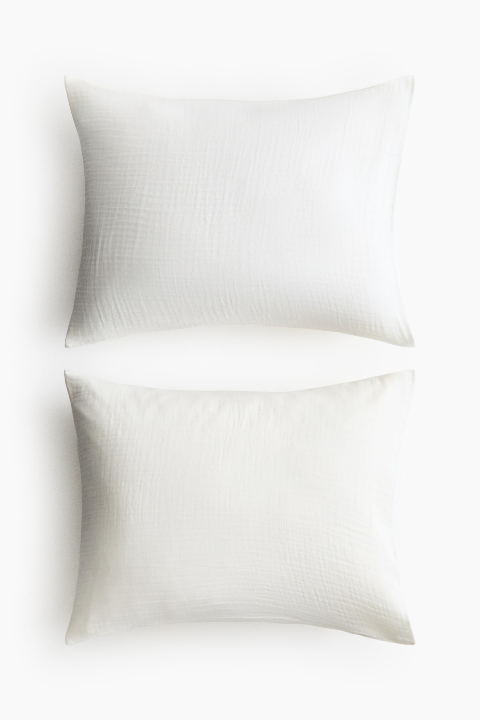 2-Pack Cotton Muslin Pillowcases - White/Light taupe/Green/Taupe - 1