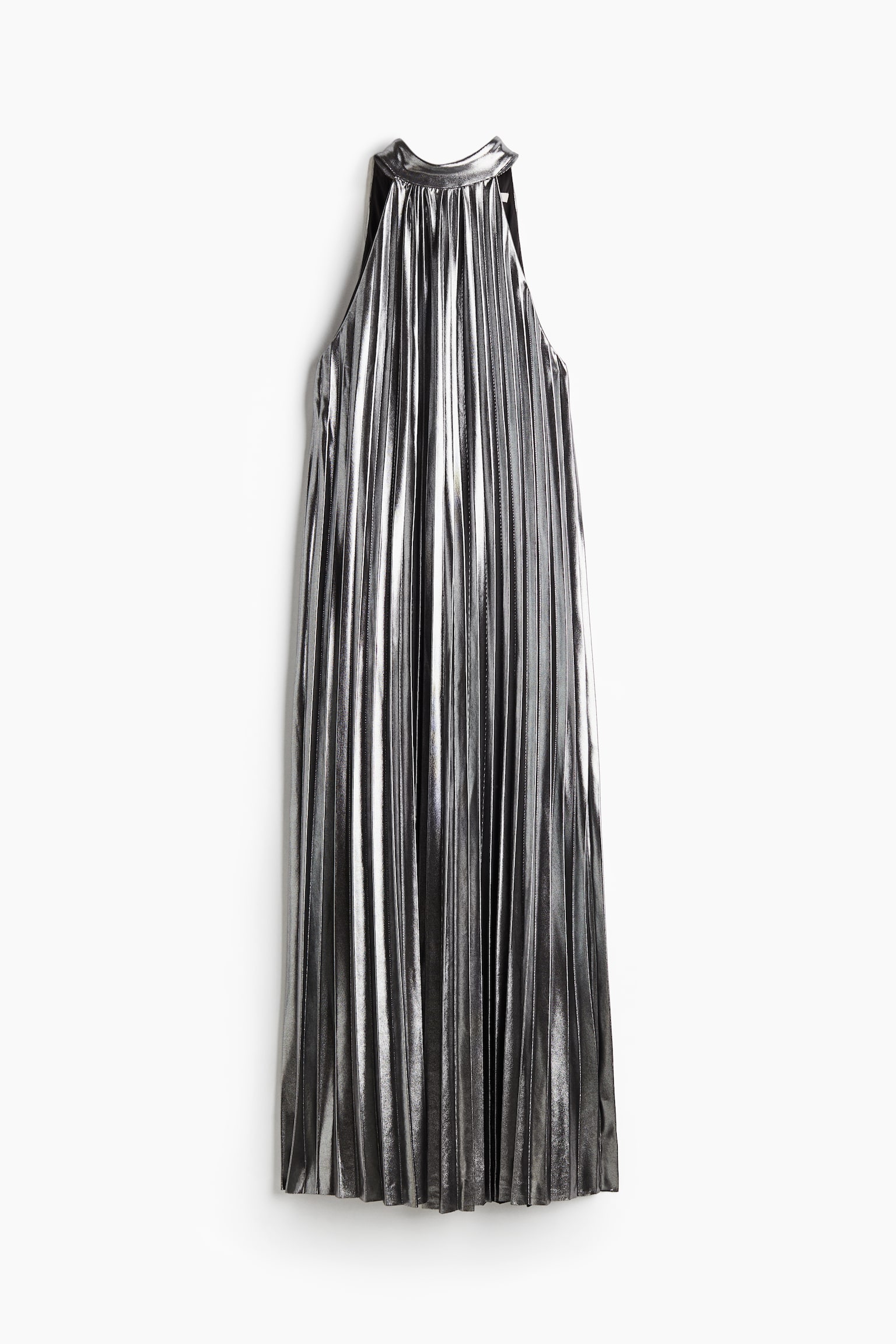 Pleated tie-neck dress - Silver-coloured - 2