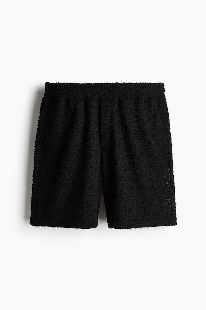 Relaxed Fit Terry Shorts - Black - 1