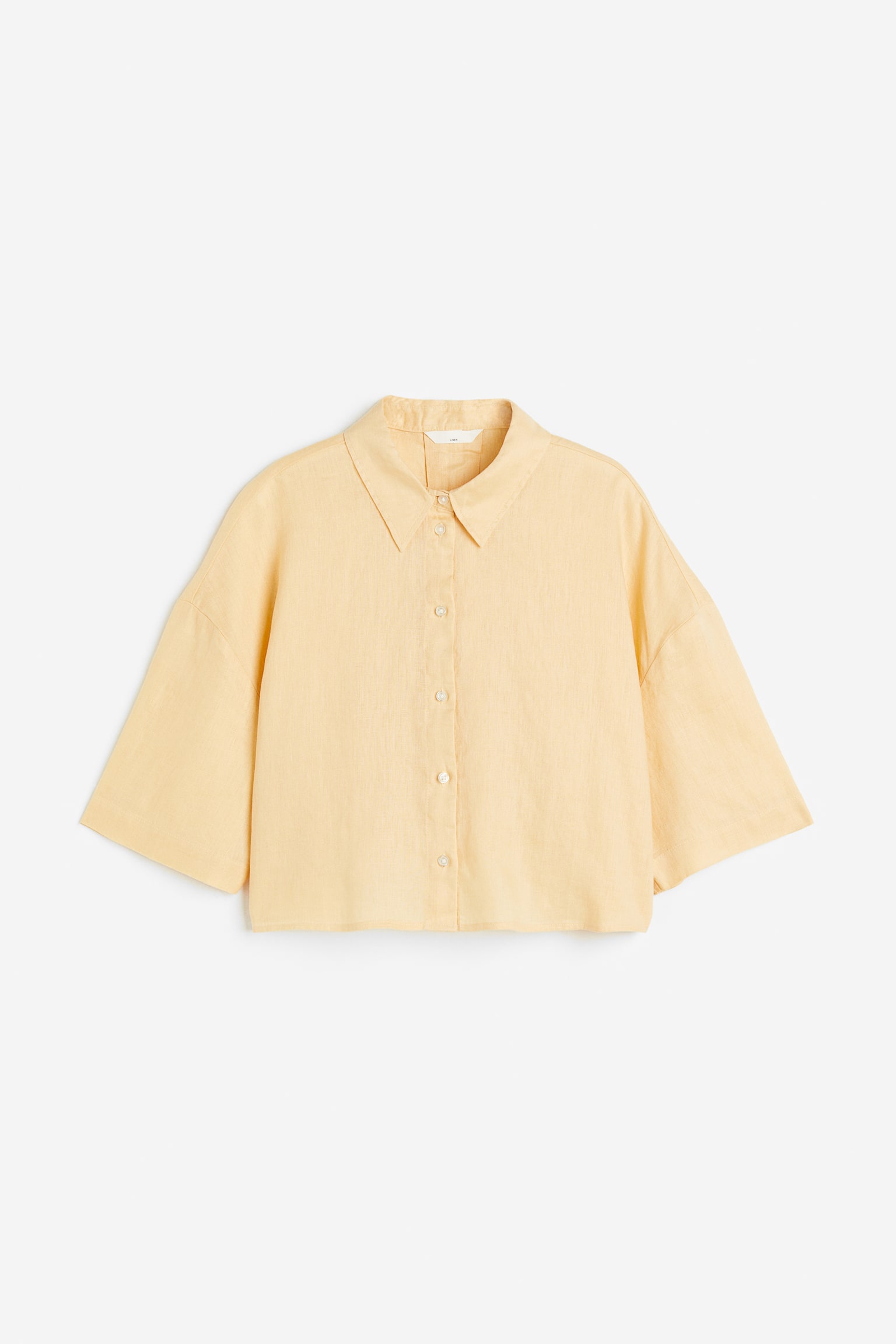 Oversized linen shirt - Light yellow/White - 1