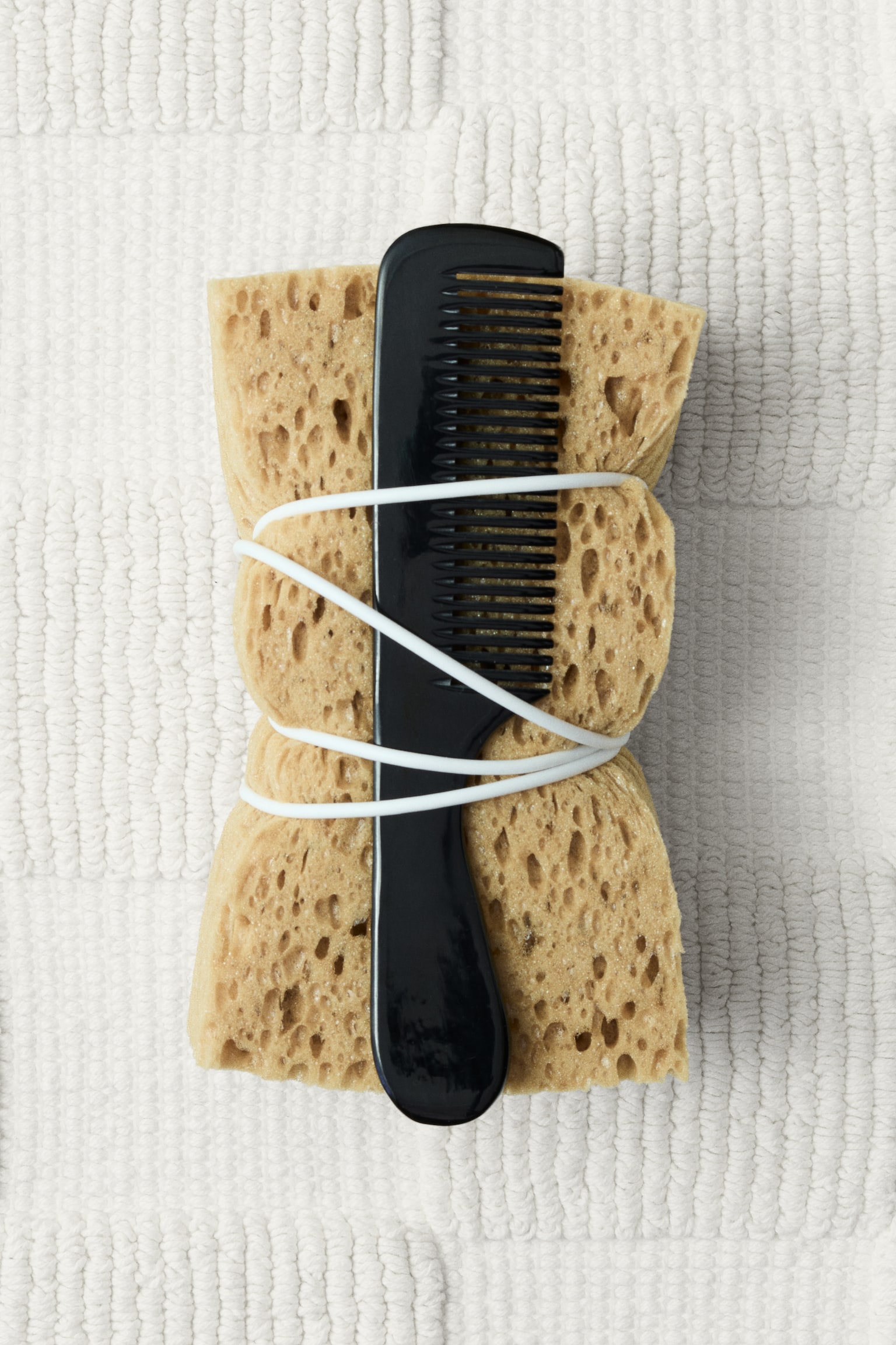 Checked bath mat - White/Light beige - 1