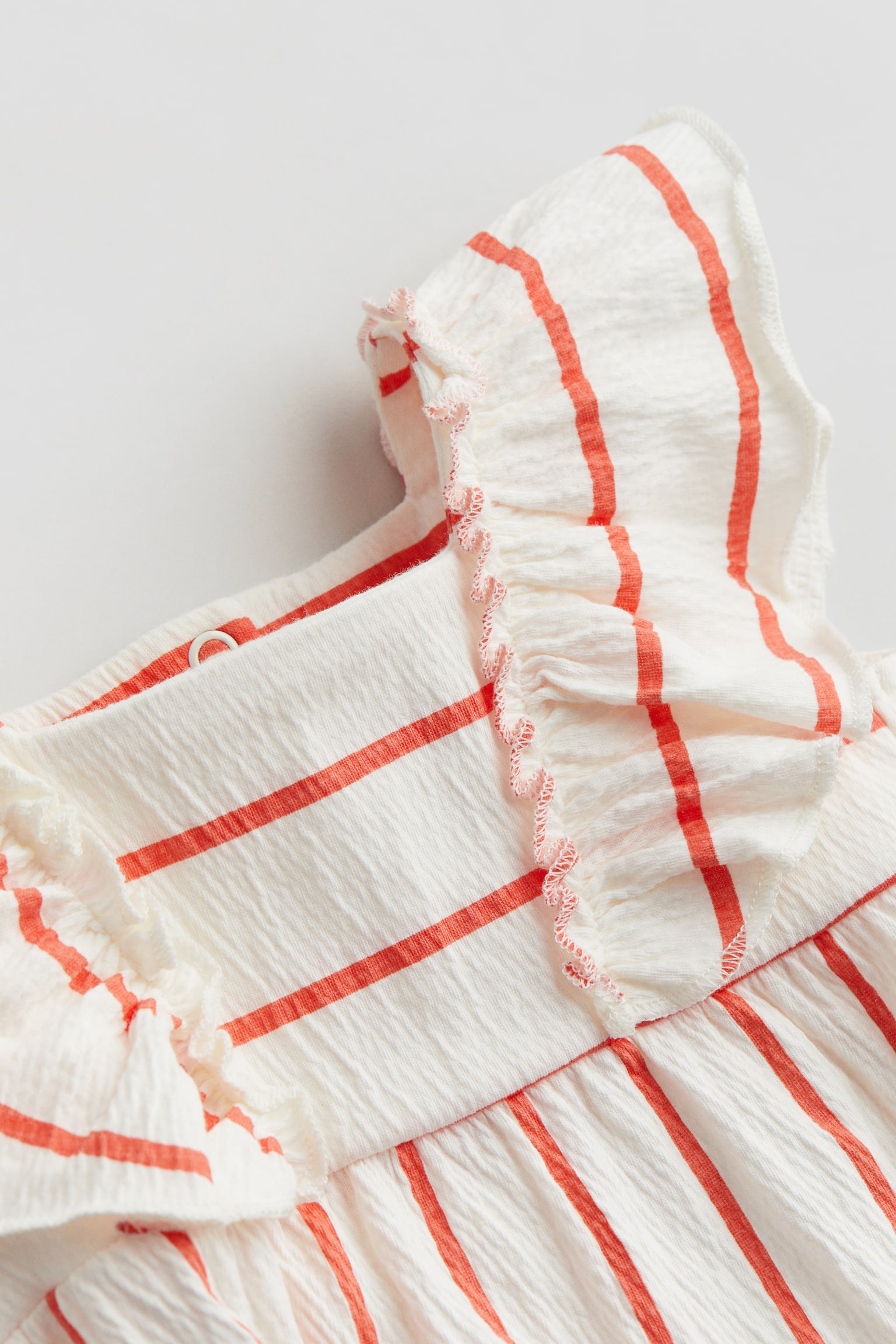 Flounce Detail Jersey Dress - White/Red stripe/Blue - 2