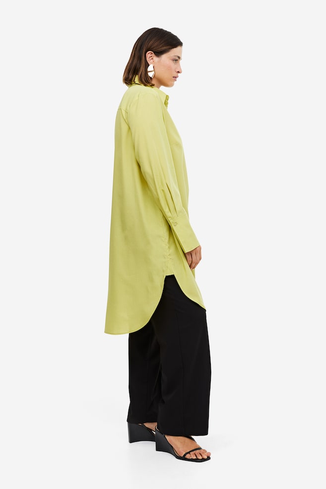Lyocell-blend shirt dress - Yellow-green/Light beige/Leopard print/White/Patterned - 5