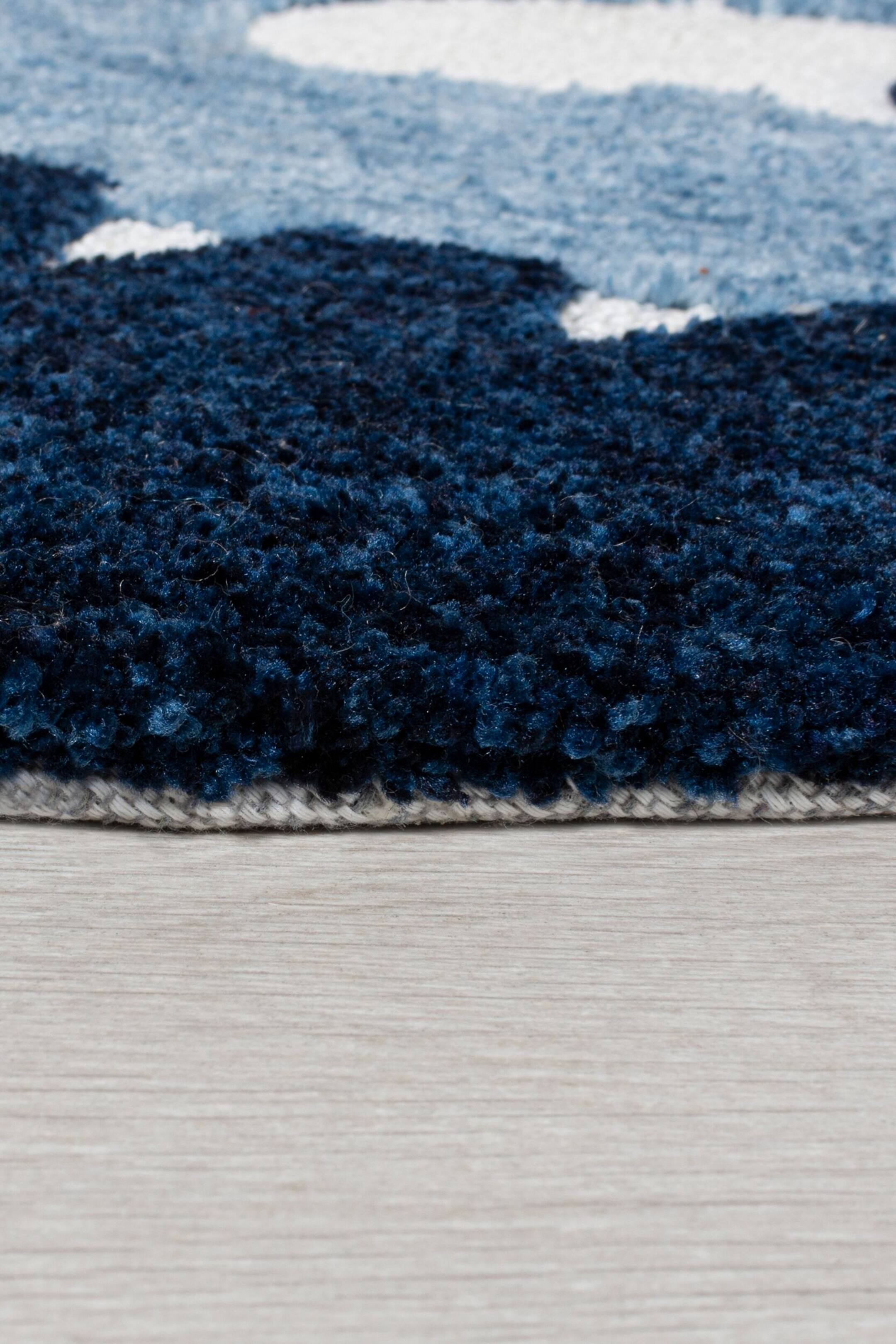 Teppich-Traum Tappeto per Bambini in Camera Arcobaleno con Nuvole e Cuori Blu Größe 120 cm Rund