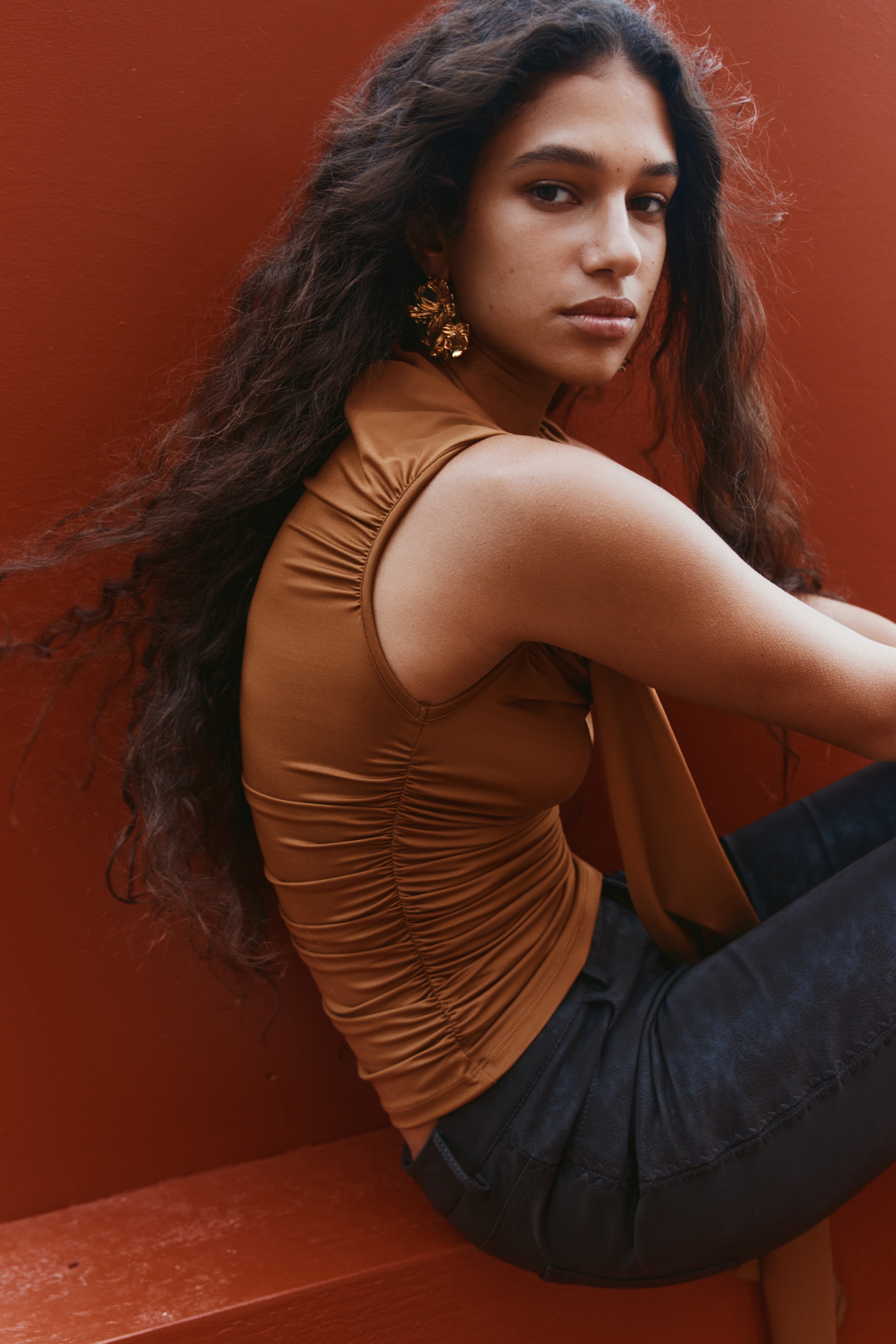 Draped one-shoulder top