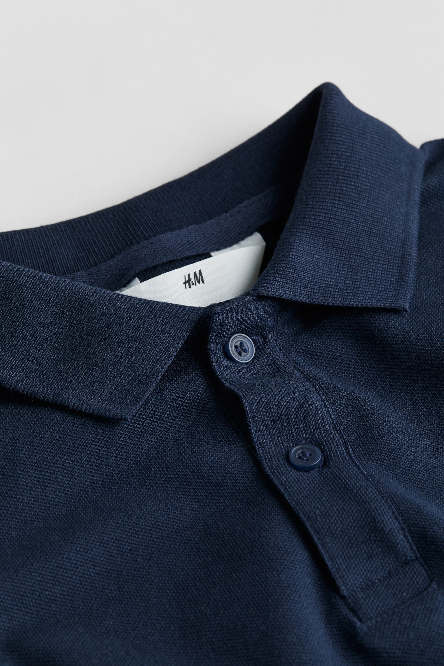 Cotton Piqué Polo Shirt - Navy blue/White/Black - 2