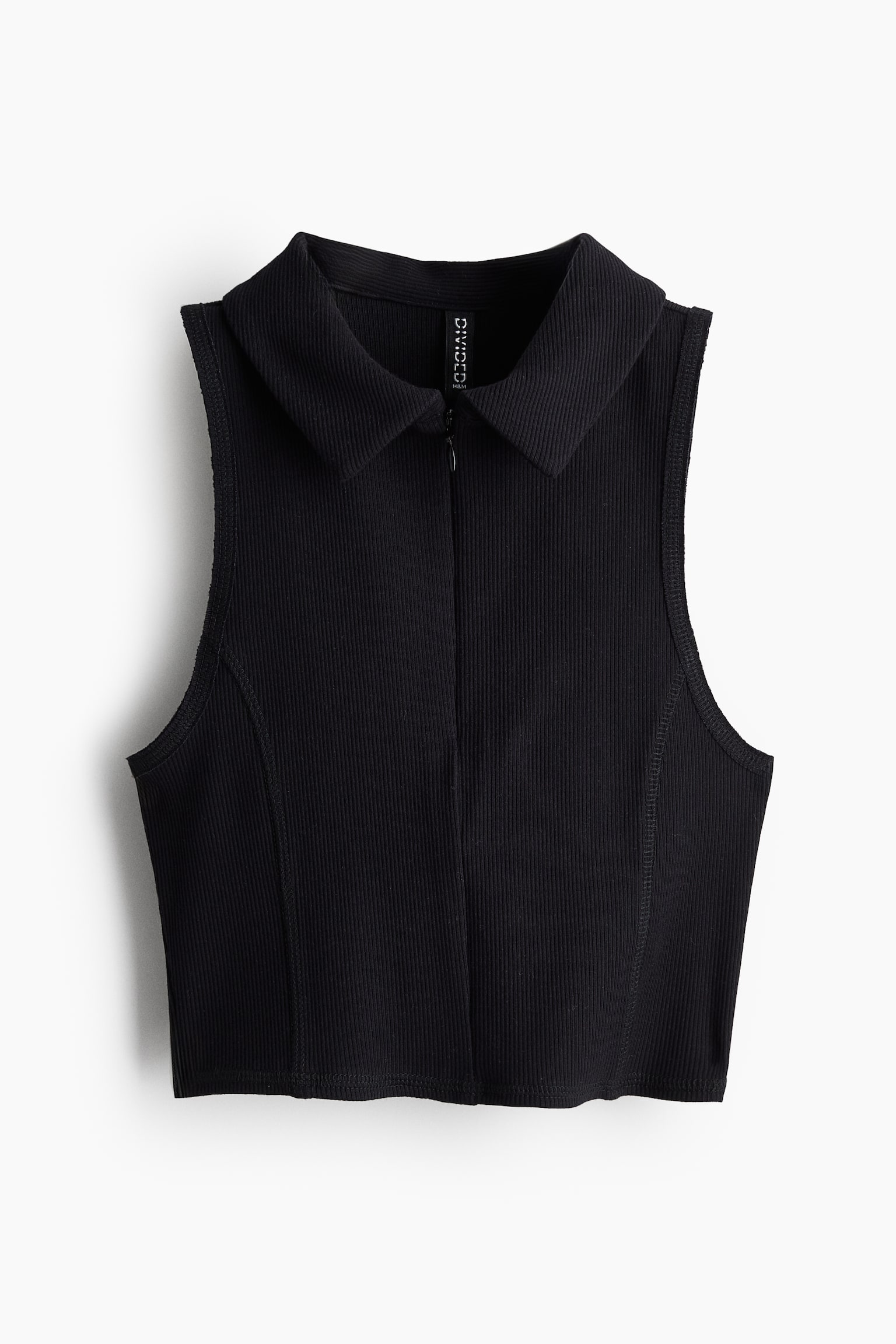 Collared Zip Front Tank - Black/Cream/Greige - 2