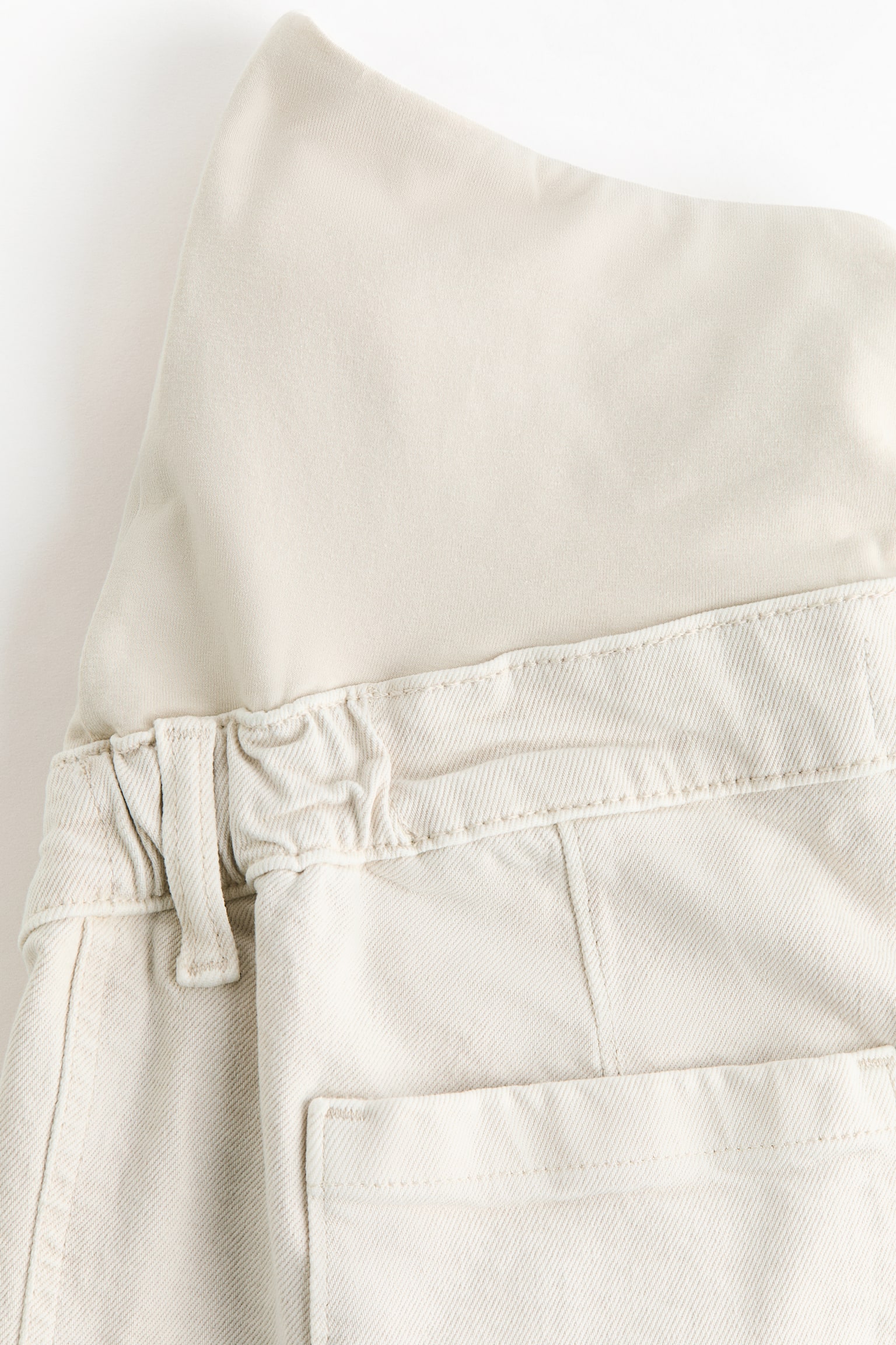 MAMA Wide High Waist Ankle Jeans - קרם/כחול ג'ינס כהה - 2