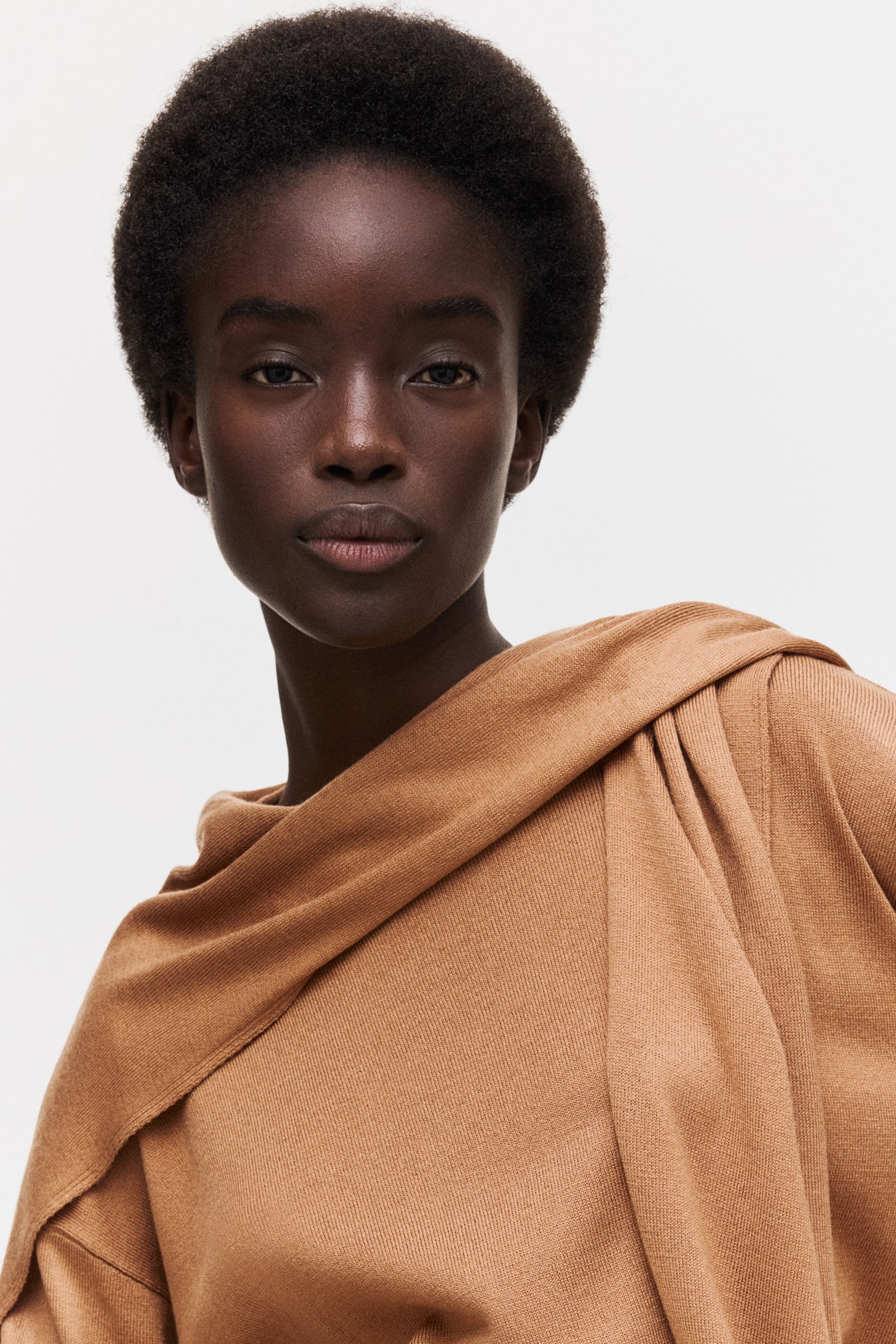 Scarf-detail jumper - Light brown - 7